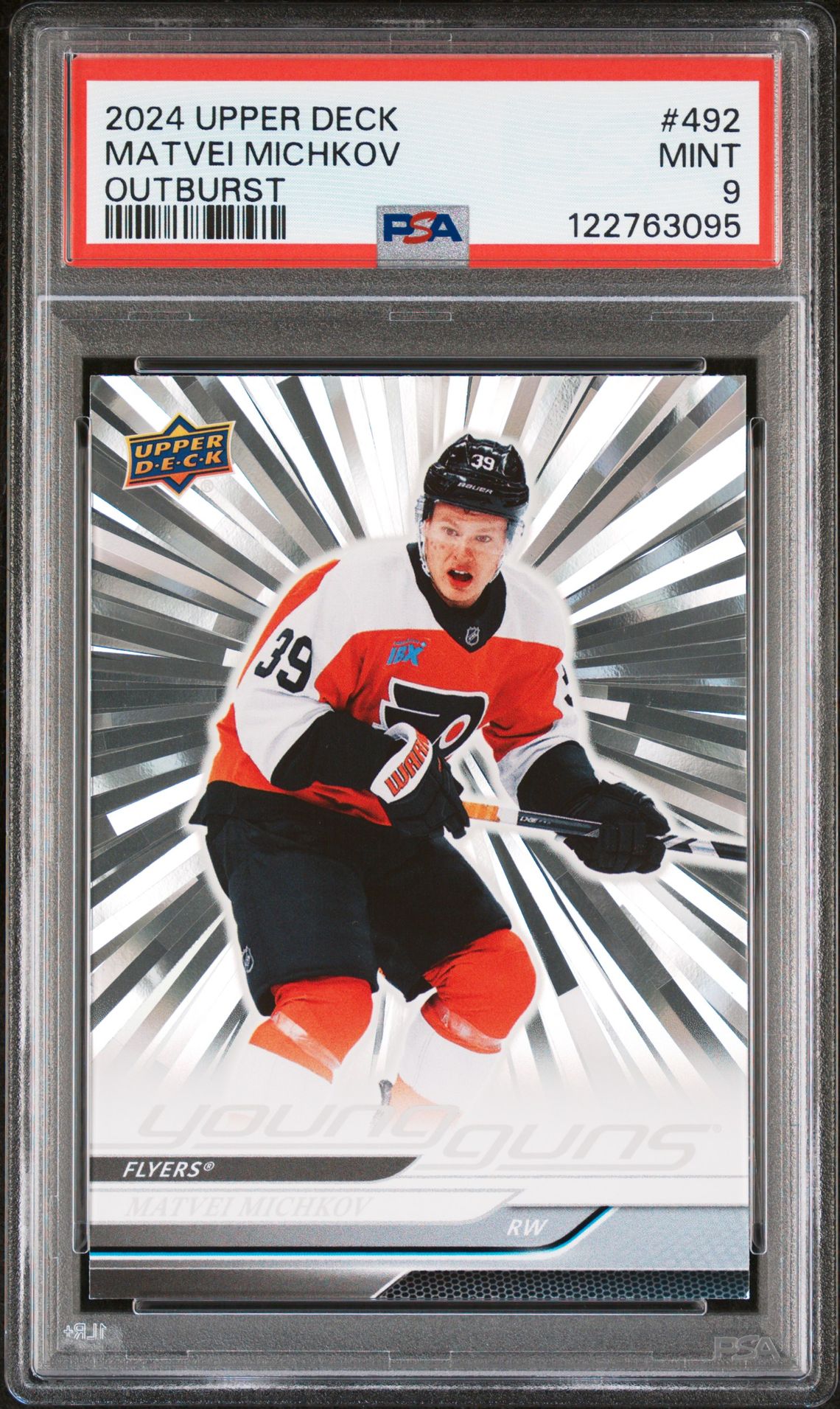 2024 Upper Deck Matvei Michkov #492 (Outburst) Mint 9 front