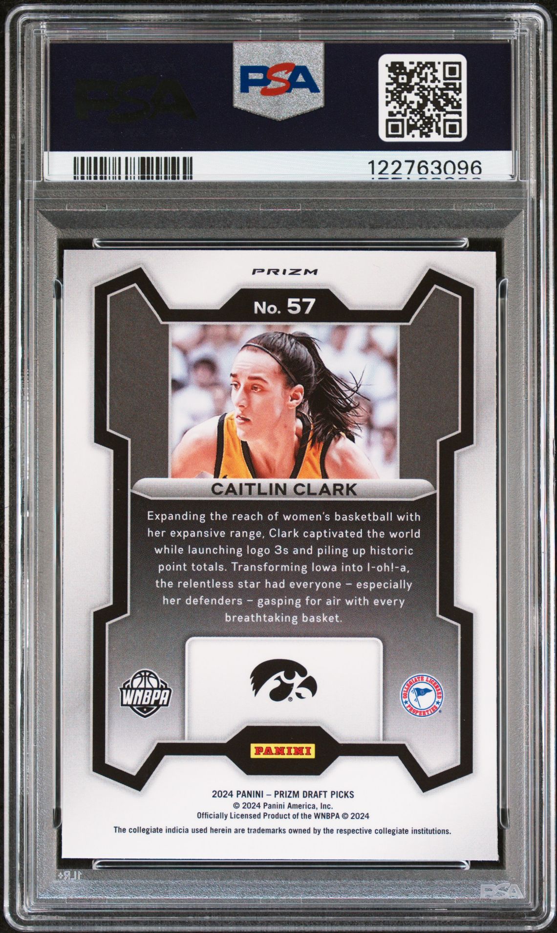 2024 Panini Prizm Draft Picks Caitlin Clark #57 (Silver Prizm) Mint 9 back