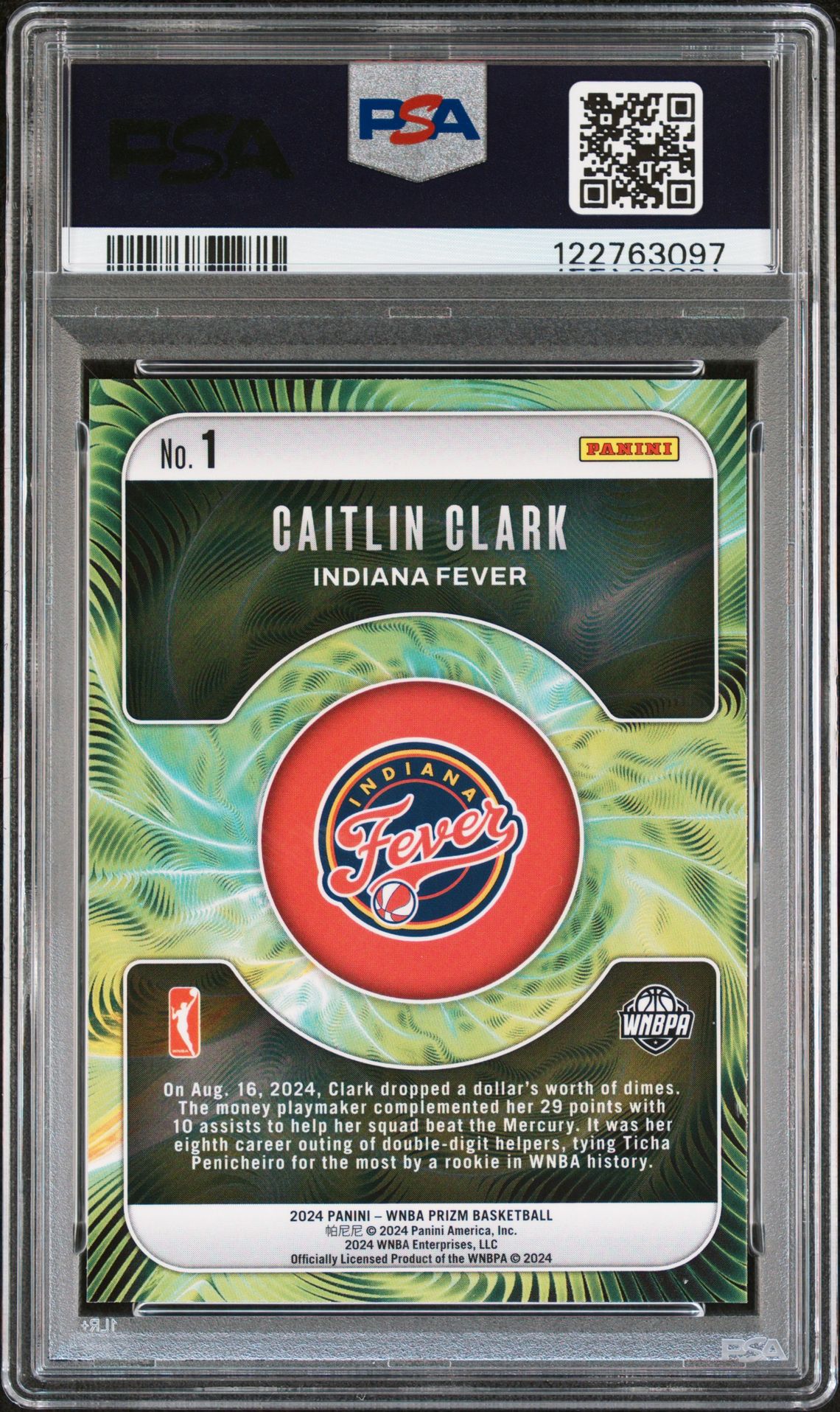 2024 Panini Prizm Wnba Fractal Caitlin Clark #1 Mint 9 back