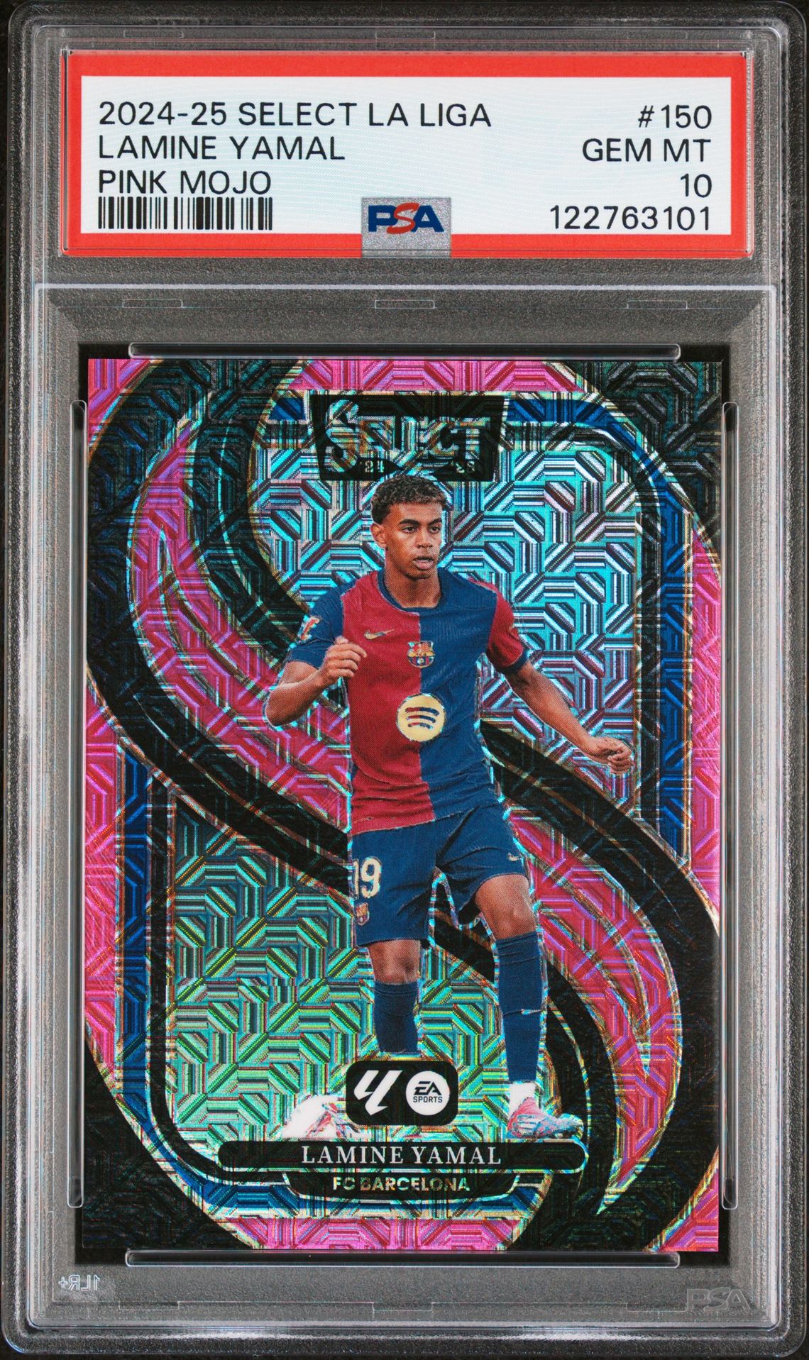 2024-25 Panini Select La Liga Lamine Yamal #150 (Pink Mojo) Gem Mt 10 front