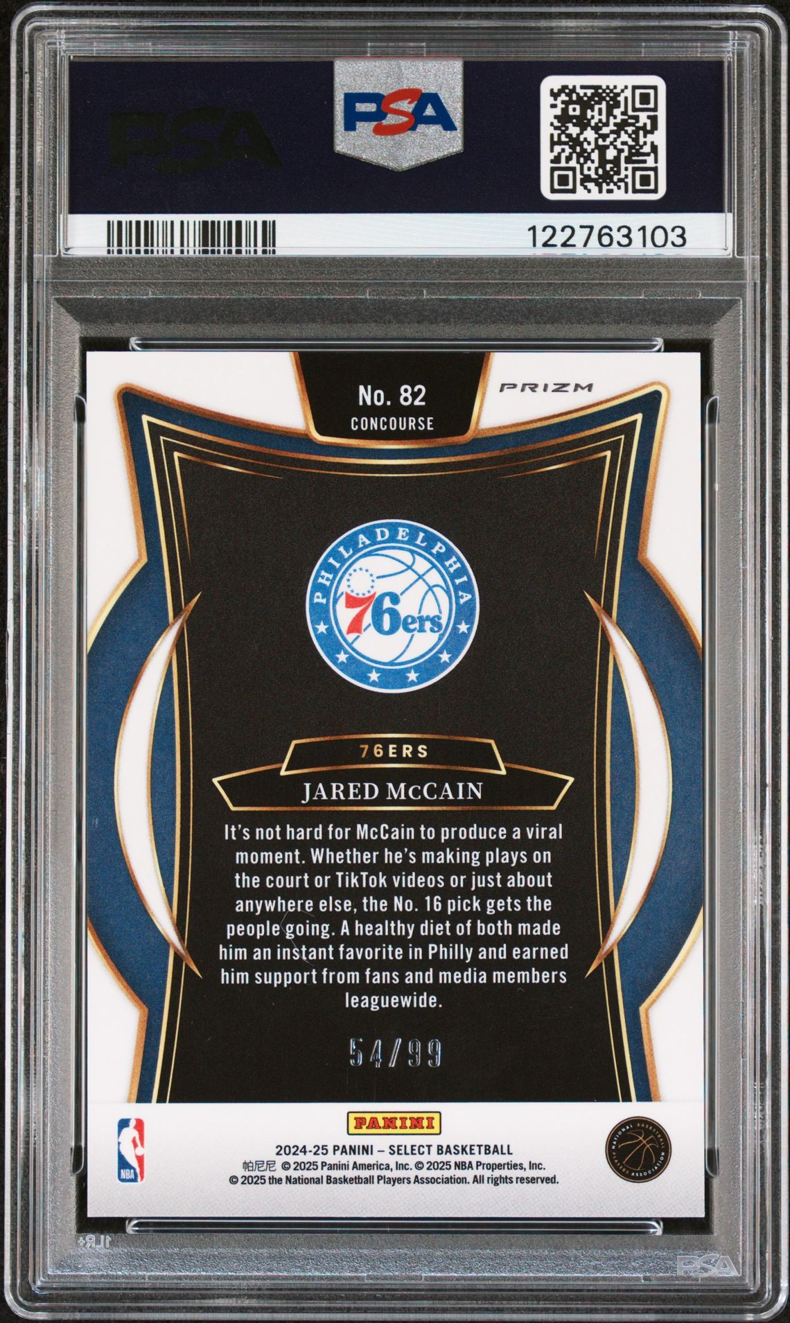 2024 Panini Select Jared Mccain #82 (Blue Camo) Mint 9 back