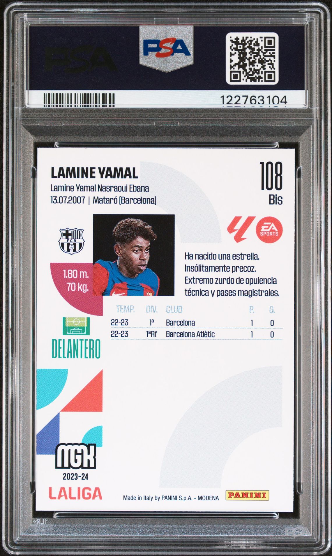 2023-24 Panini Megacracks Laliga Ea Sports Lamine Yamal #108Bis Mint 9 back