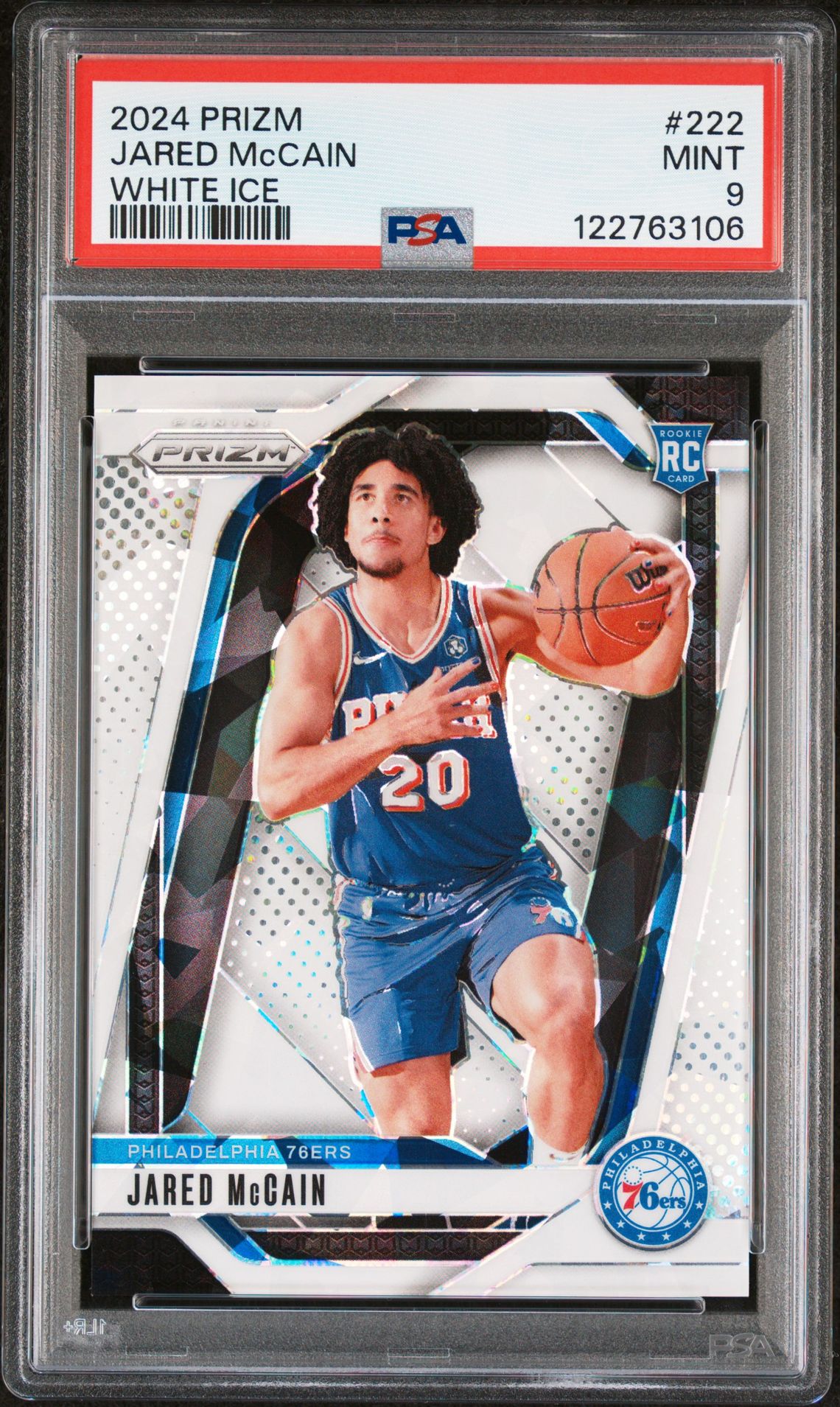 2024 Panini Prizm Jared Mccain #222 (White Ice) Mint 9 front