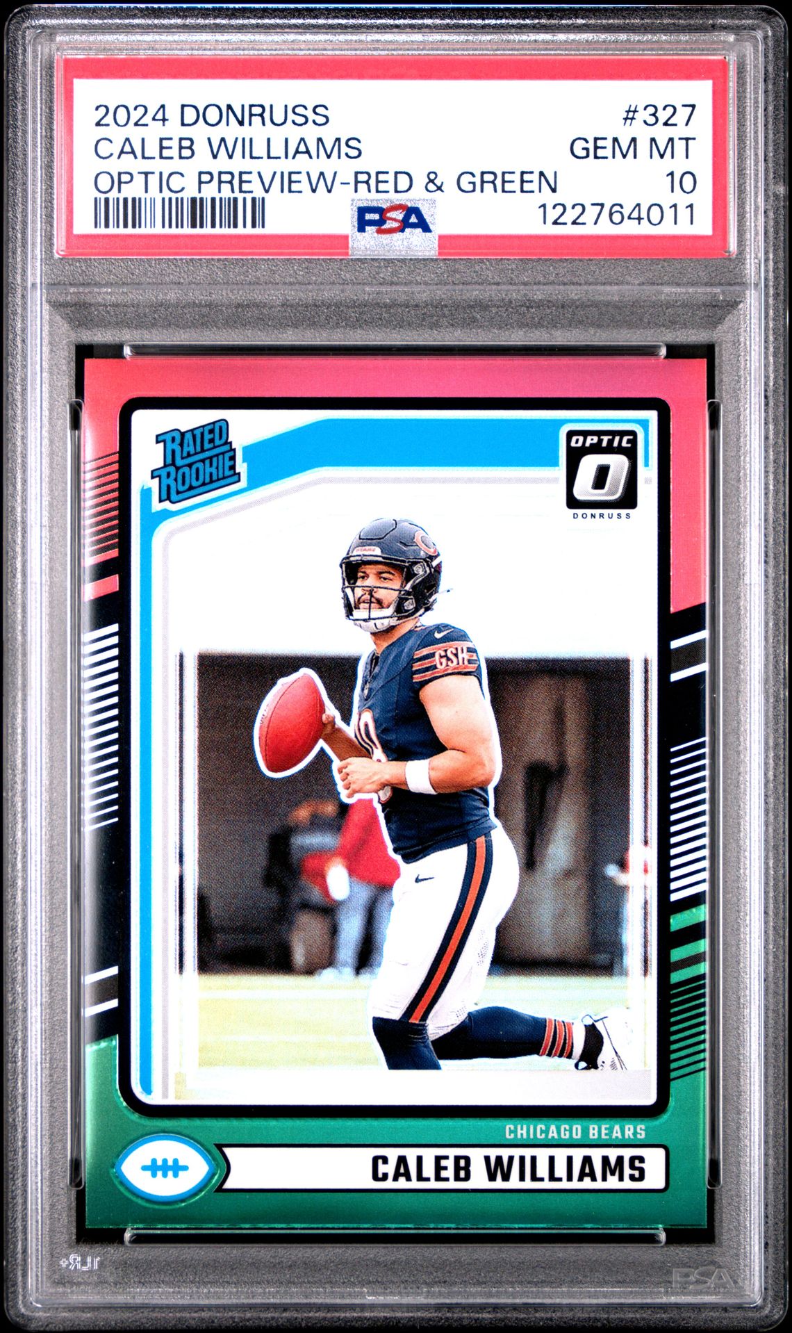 2024 Panini Donruss Caleb Williams #327 (Optic Preview-Red & Green) Gem Mt 10 front