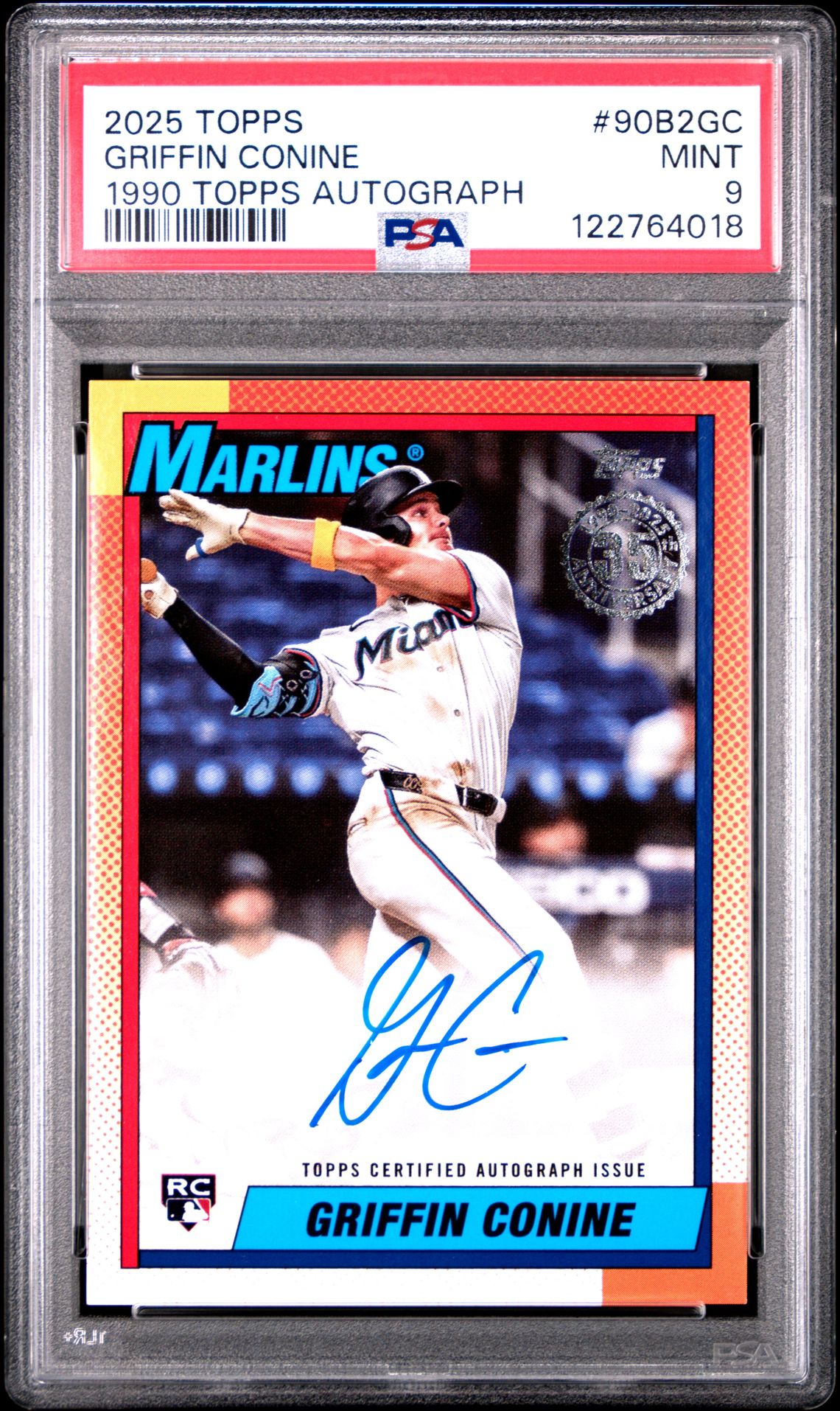 2025 Topps 1990 Topps Baseball Autographs Griffin Conine #90B2Gc (Series 2) Mint 9 front