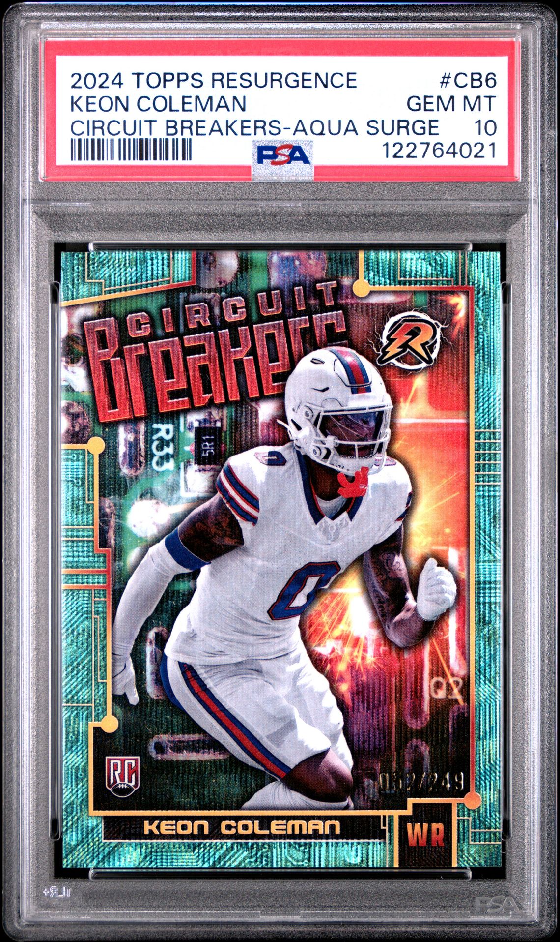 2024 Topps Resurgence Circuit Breakers Keon Coleman #Cb6 (Circuit Breakers-Aqua Surge) Gem Mt 10 front