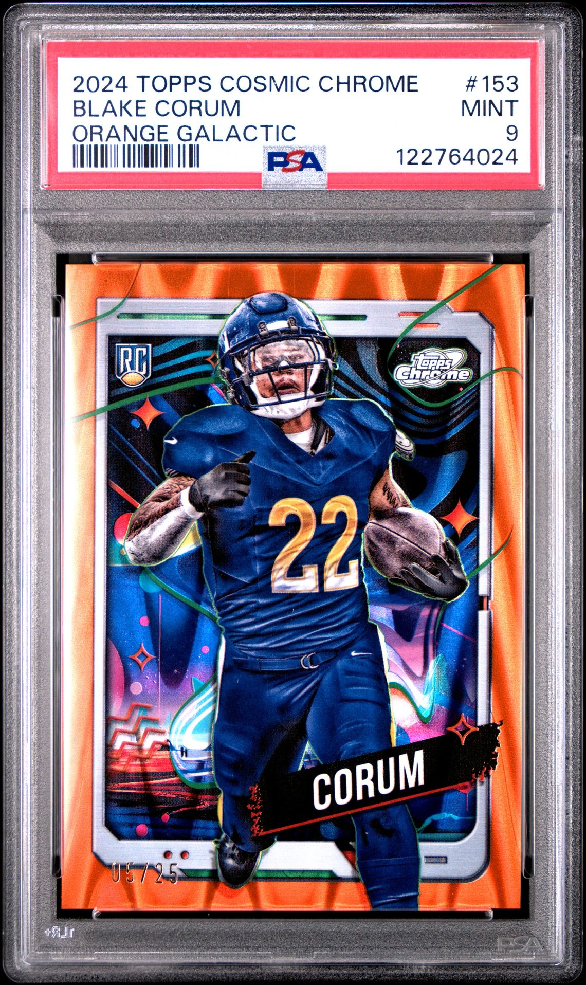 2024 Topps Cosmic Chrome Blake Corum #153 (Orange Galactic) Mint 9 front