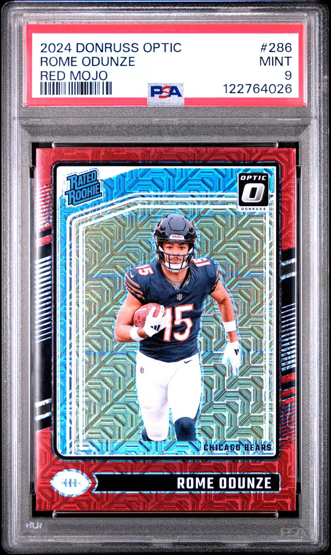 2024 Panini Donruss Optic Rome Odunze #286 (Red Mojo) Mint 9 front