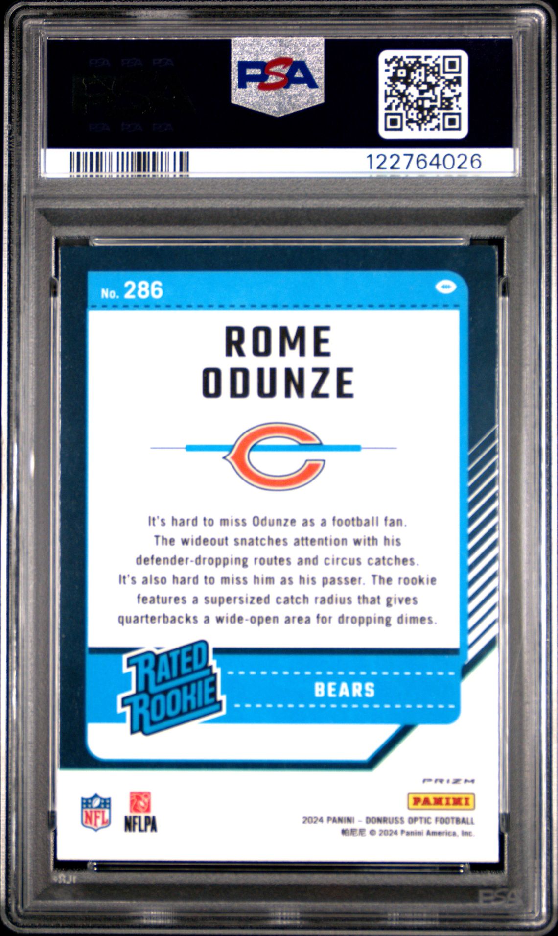 2024 Panini Donruss Optic Rome Odunze #286 (Red Mojo) Mint 9 back