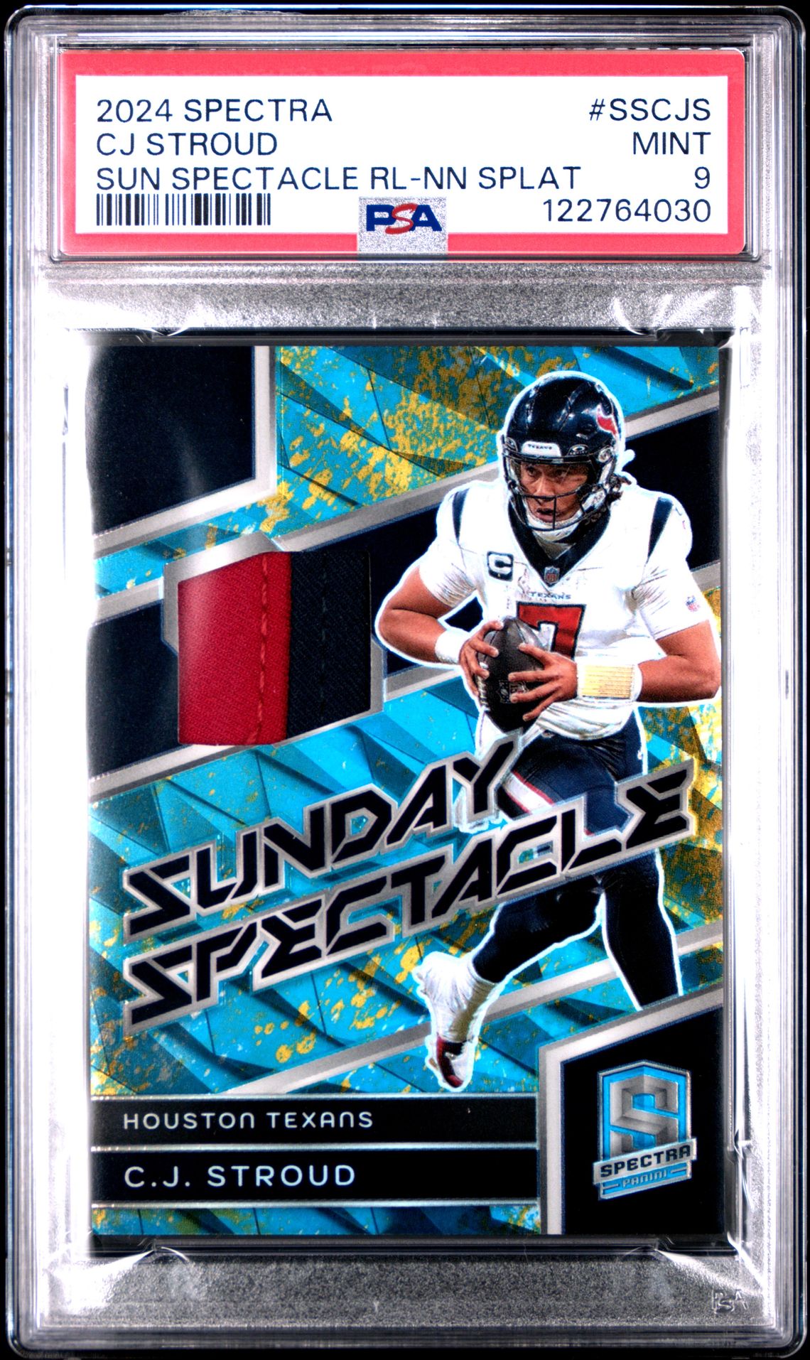 2024 Panini Spectra Sunday Spectacle Relics Cj Stroud #Sscjs (Sun Spectacle Rl-Nn Splat) Mint 9 front