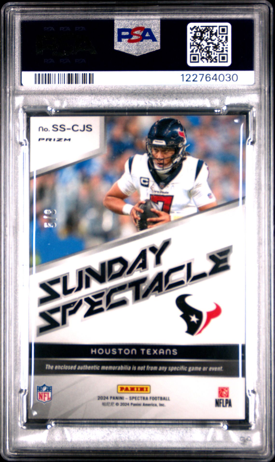 2024 Panini Spectra Sunday Spectacle Relics Cj Stroud #Sscjs (Sun Spectacle Rl-Nn Splat) Mint 9 back