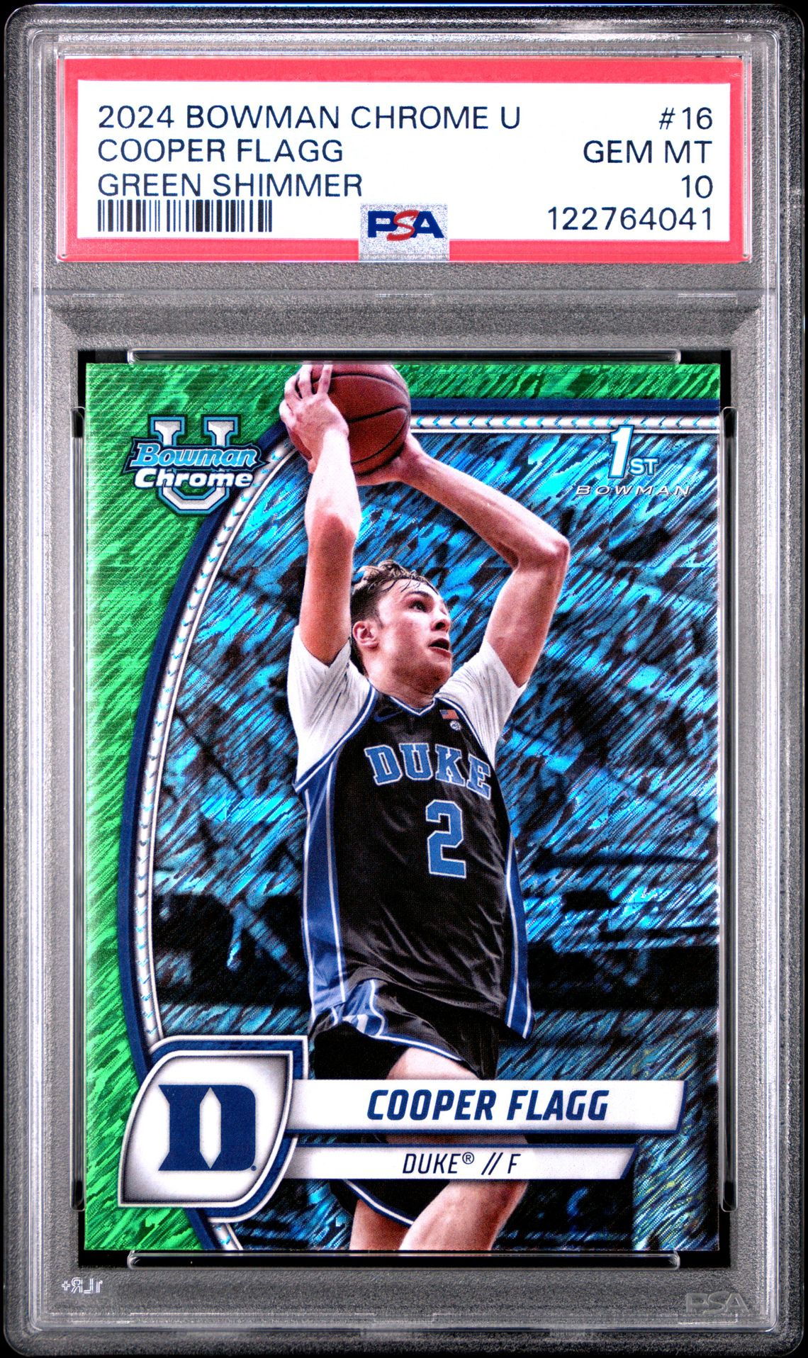 2024 Bowman Chrome University Cooper Flagg #16 (Green Shimmer) Gem Mt 10 front