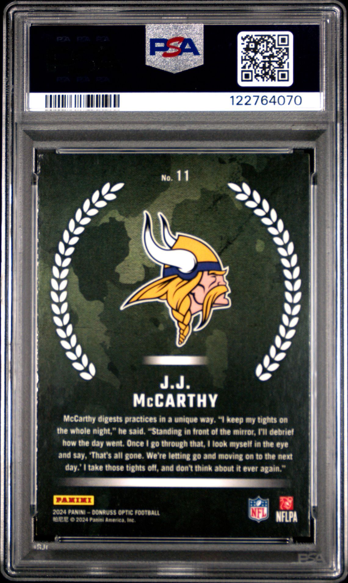 2024 Panini Donruss Optic Rookie Recruits Jj Mccarthy #11 Mint 9 back