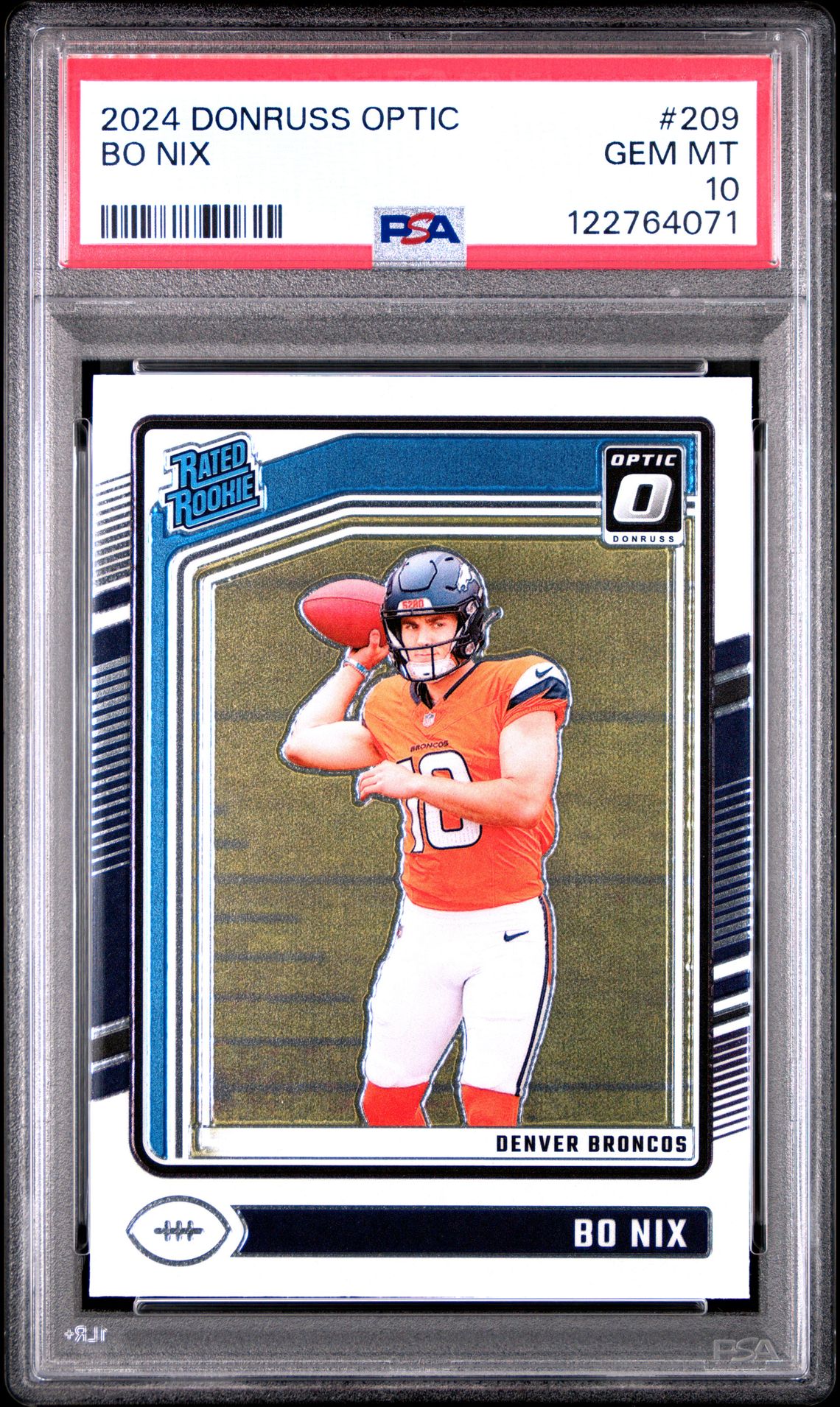 2024 Panini Donruss Optic Bo Nix #209 Gem Mt 10 front