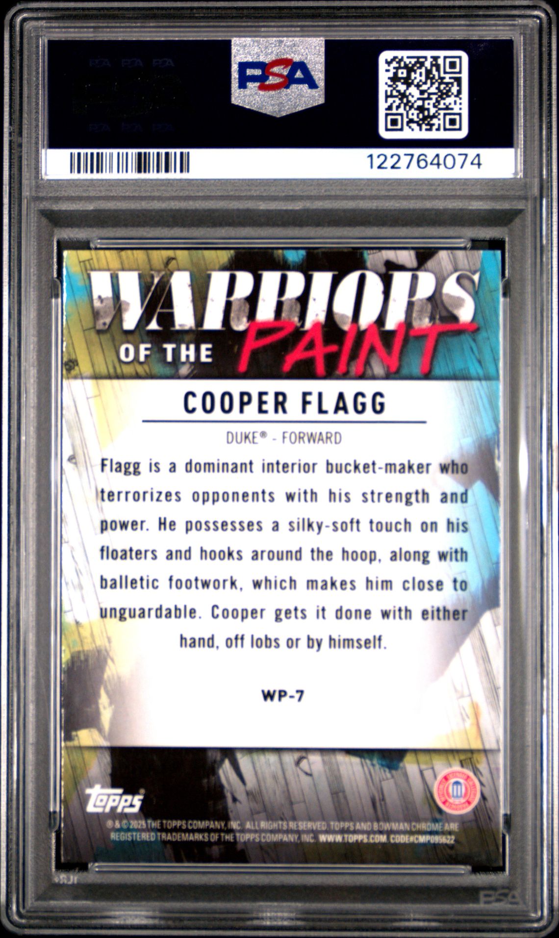 2024 Bowman Chrome University Warriors Of The Paint Cooper Flagg #Wp7 Gem Mt 10 back