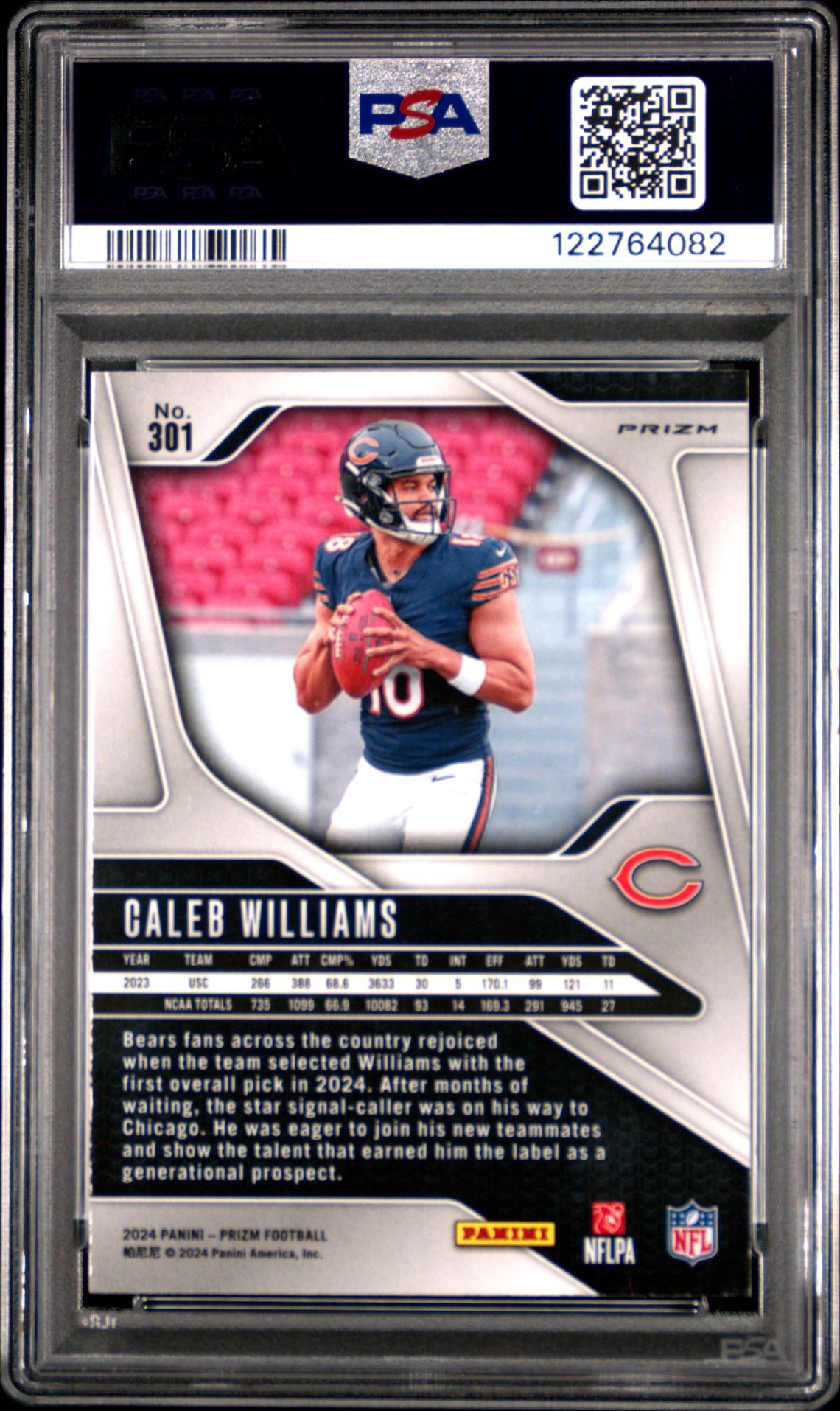 2024 Panini Prizm Caleb Williams #301 (Pink Wave) Mint 9 back