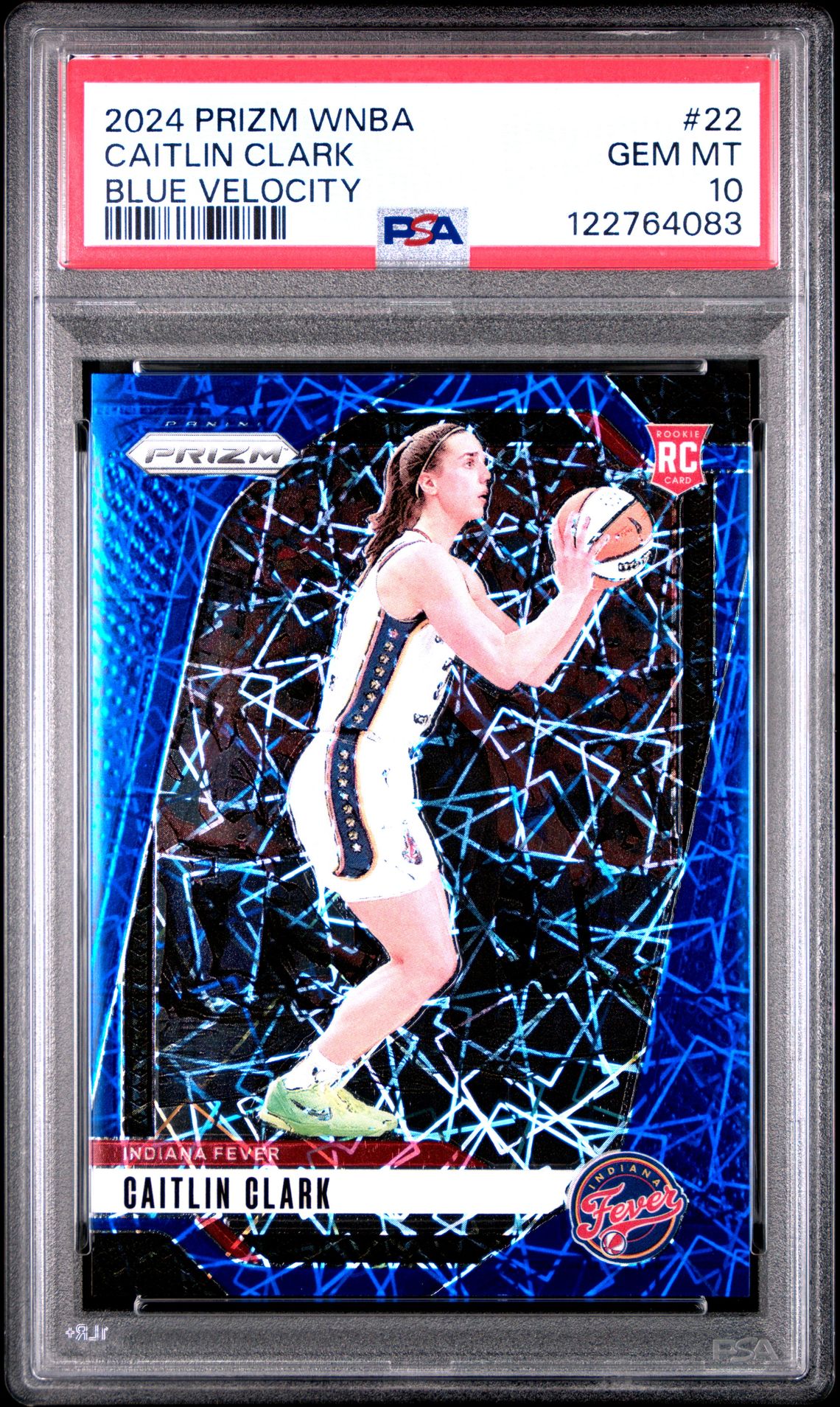2024 Panini Prizm Wnba Caitlin Clark #22 (Blue Velocity) Gem Mt 10 front