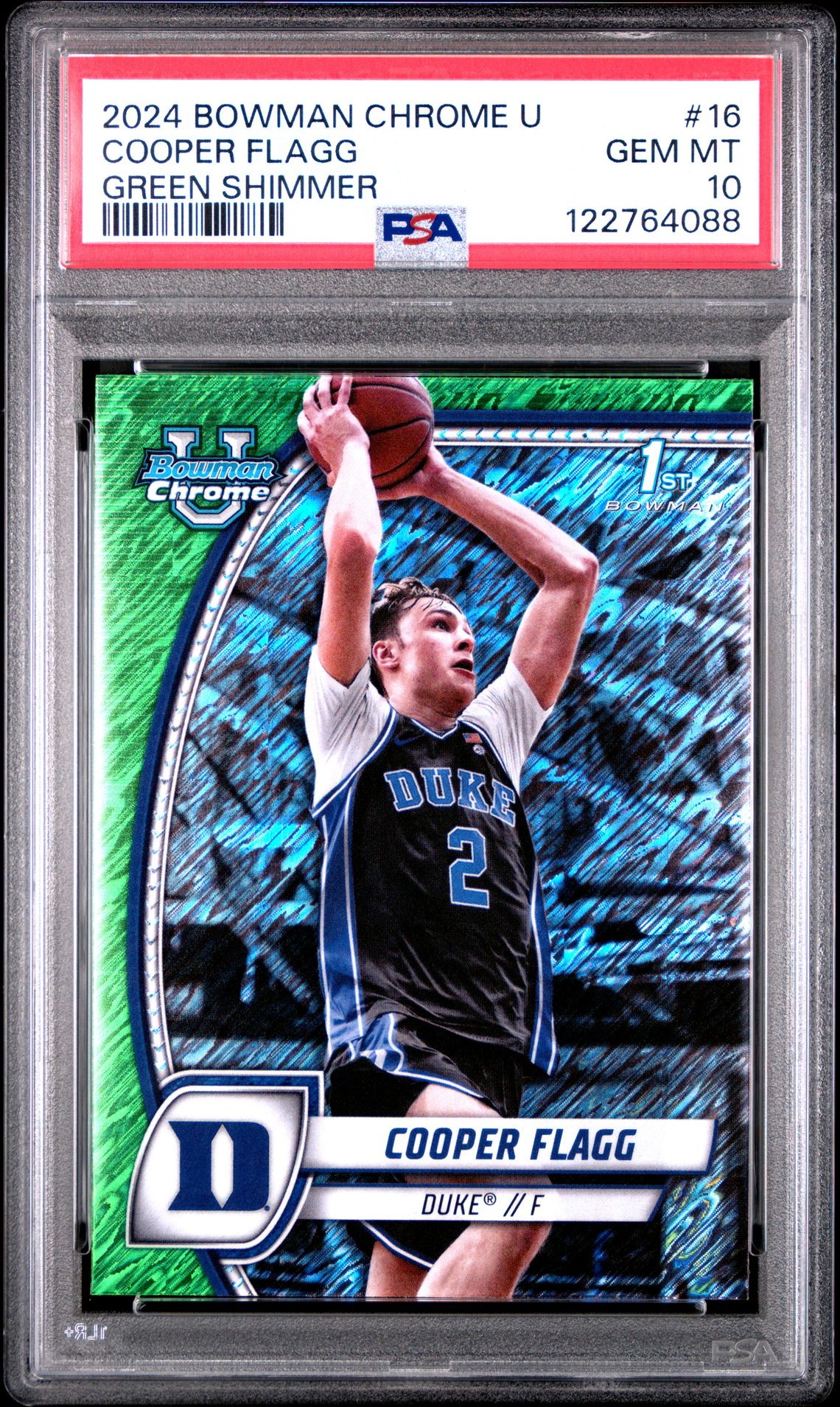 2024 Bowman Chrome University Cooper Flagg #16 (Green Shimmer) Gem Mt 10 front