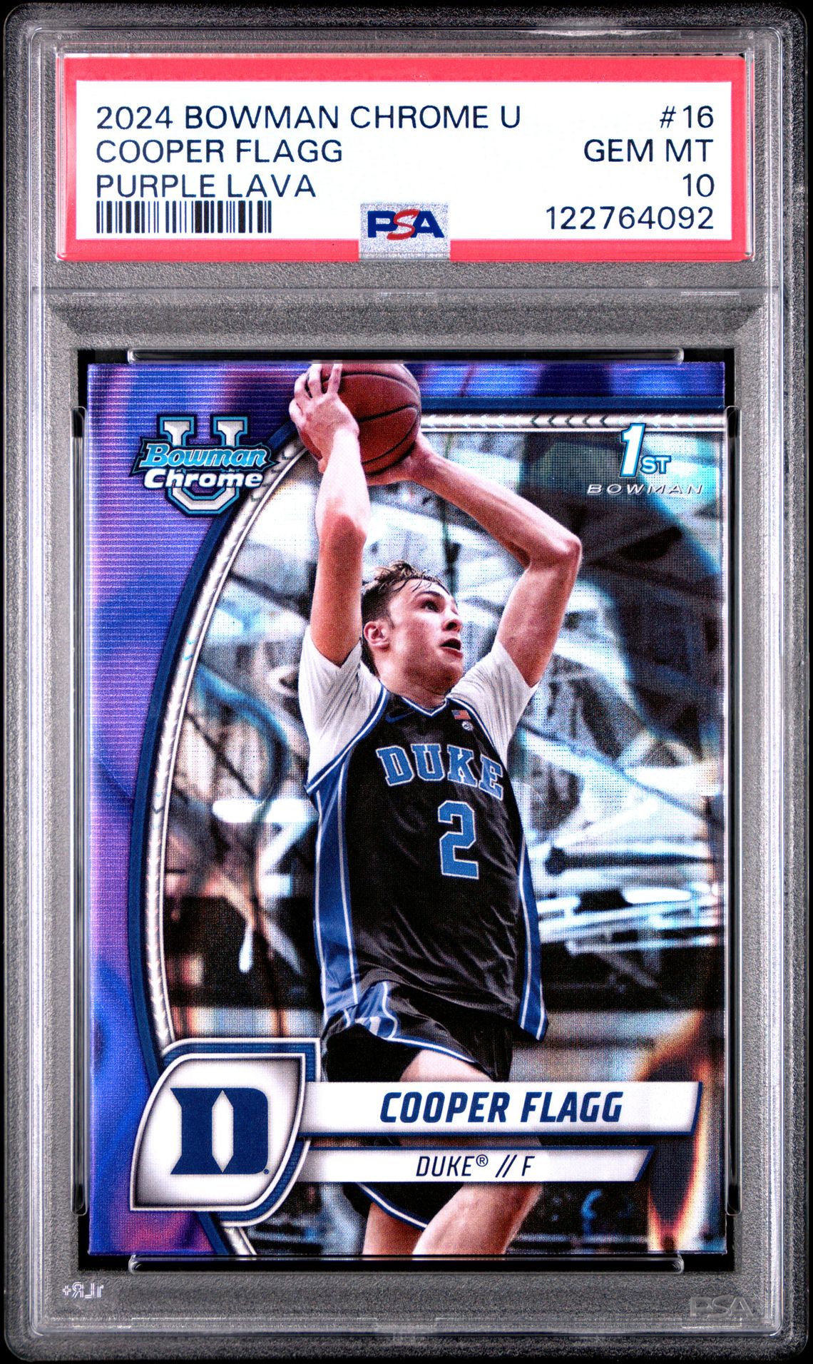 2024 Bowman Chrome University Cooper Flagg #16 (Purple Lava) Gem Mt 10 front