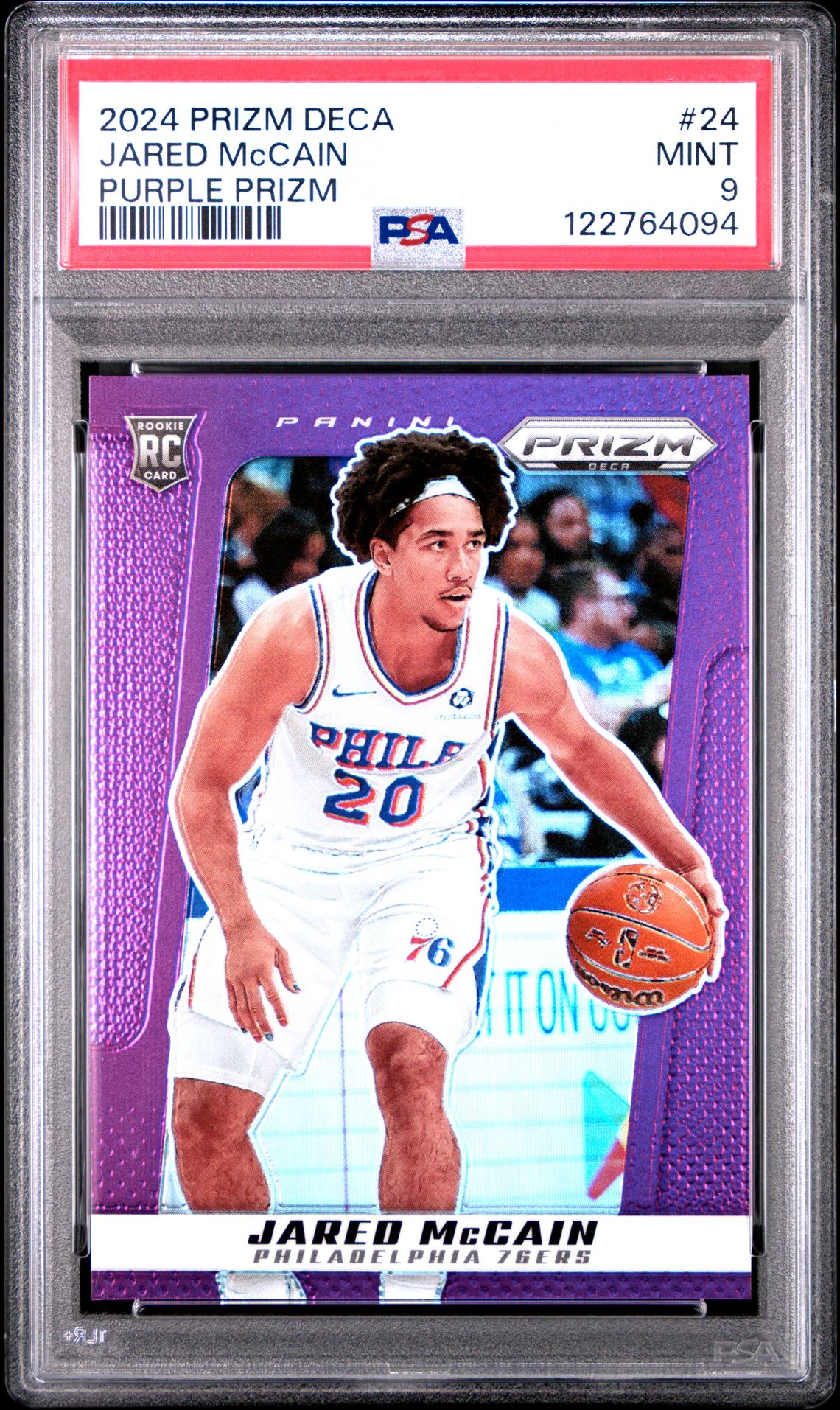 2024 Panini Prizm Deca Jared Mccain #24 (Purple Prizm) Mint 9 front
