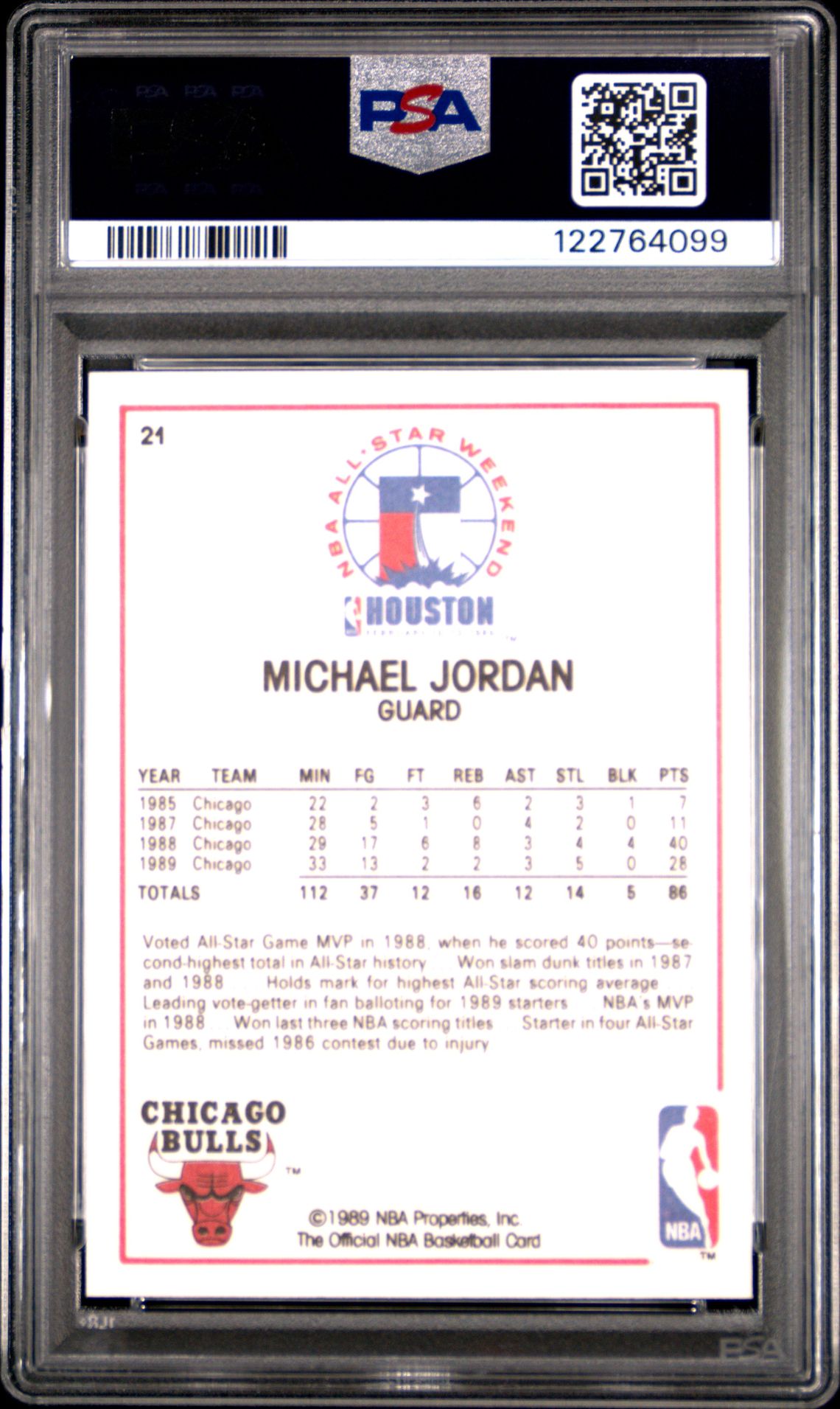 1989 Hoops Michael Jordan #21 (All-Star) Mint 9 back