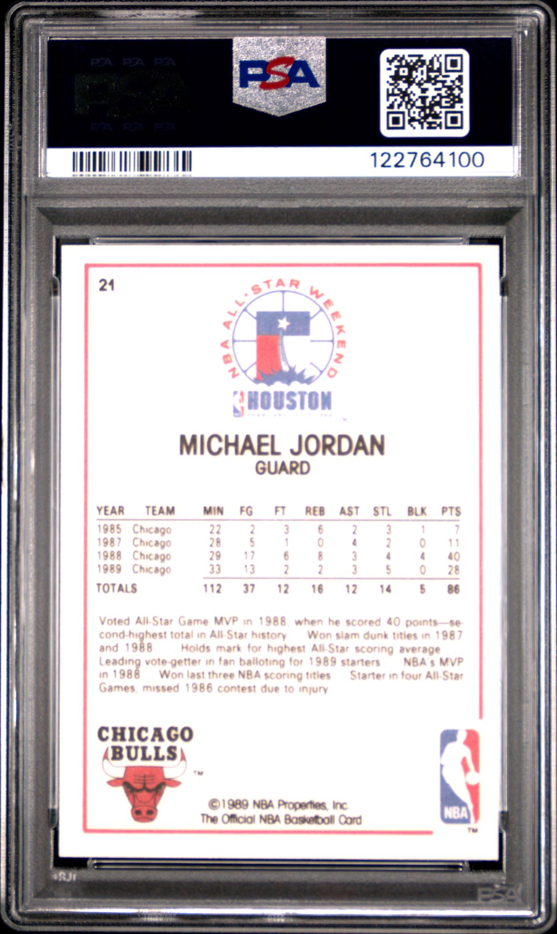 1989 Hoops Michael Jordan #21 (All-Star) Mint 9 back