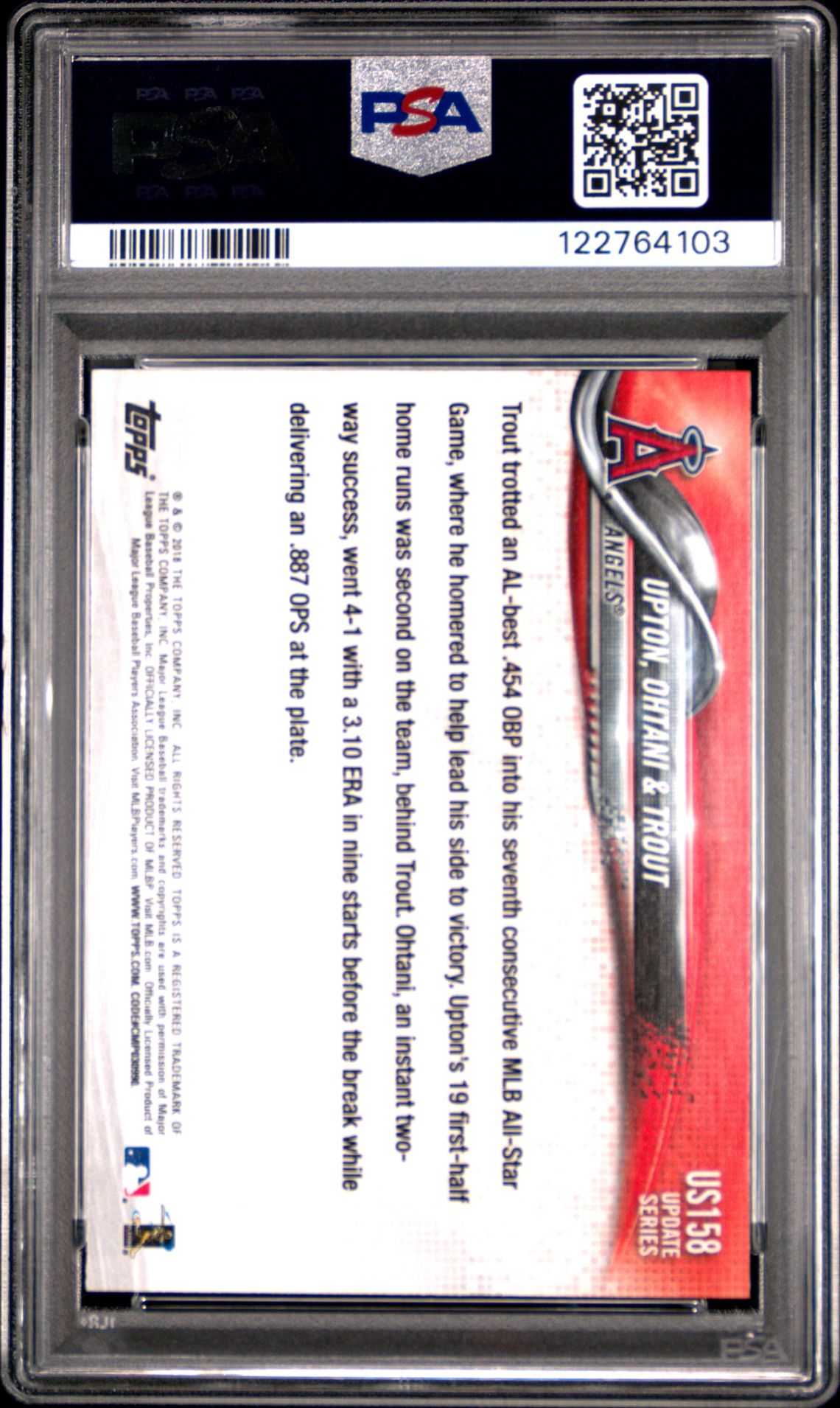 2018 Topps Update Upton/Ohtani/Trout #Us158 Mint 9 back