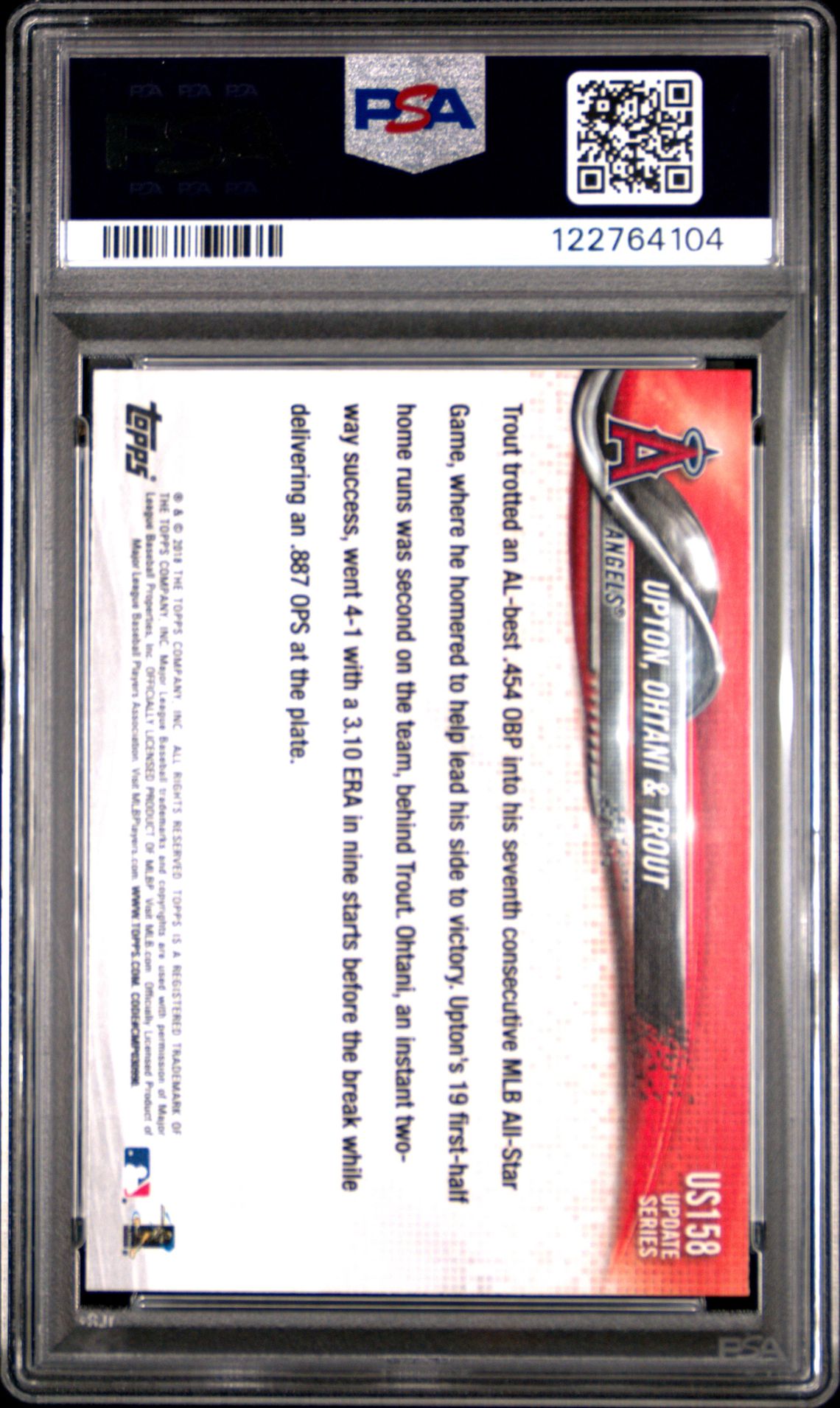 2018 Topps Update Upton/Ohtani/Trout #Us158 Gem Mt 10 back