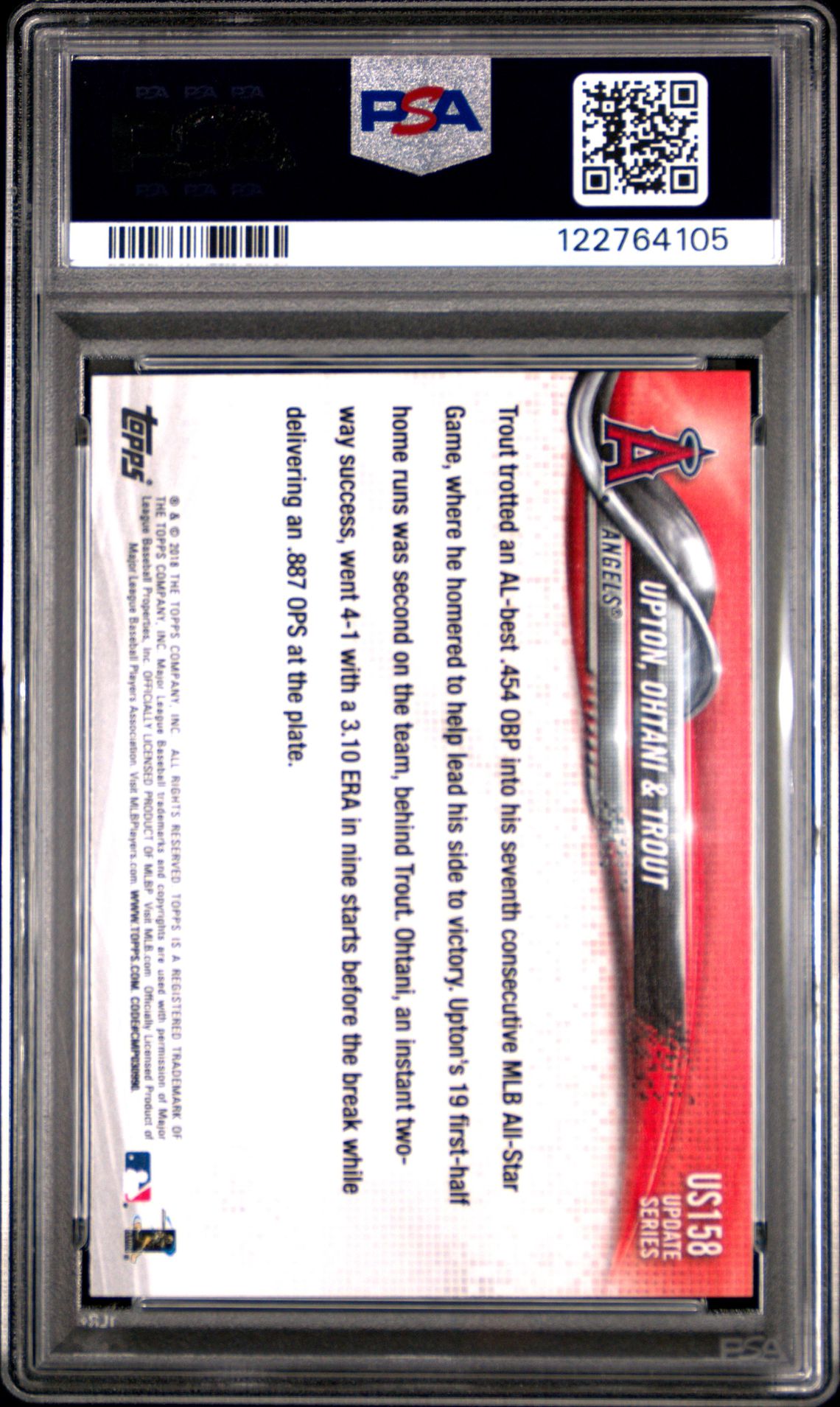 2018 Topps Update Upton/Ohtani/Trout #Us158 Mint 9 back