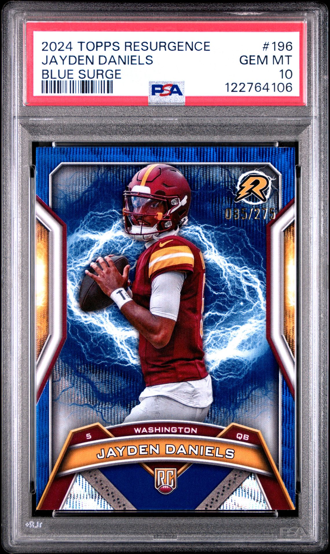 2024 Topps Resurgence Jayden Daniels #196 (Blue Surge) Gem Mt 10 front