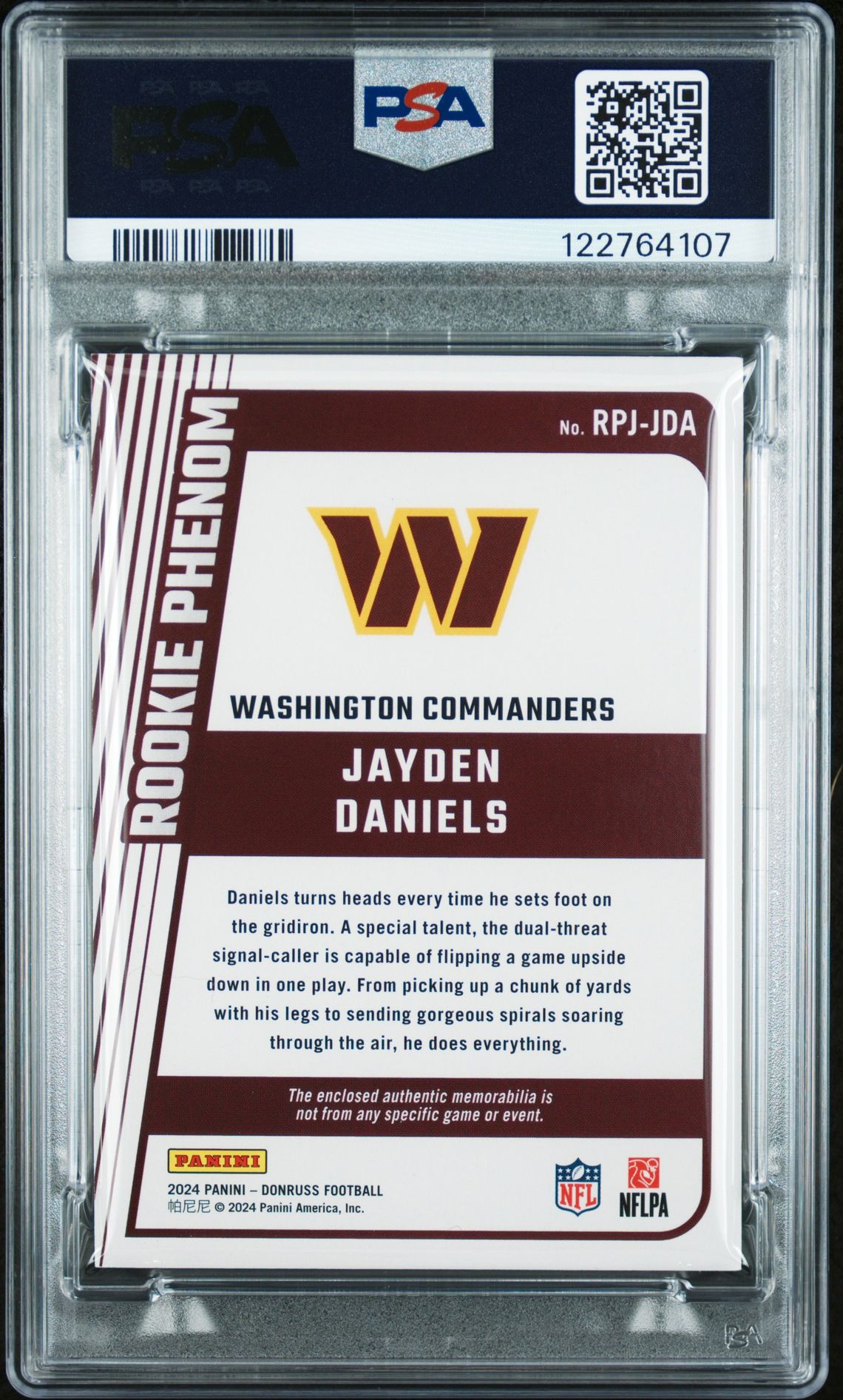 2024 Panini Donruss Rookie Phenom Jerseys Jayden Daniels #Rpjjda Mint 9 back
