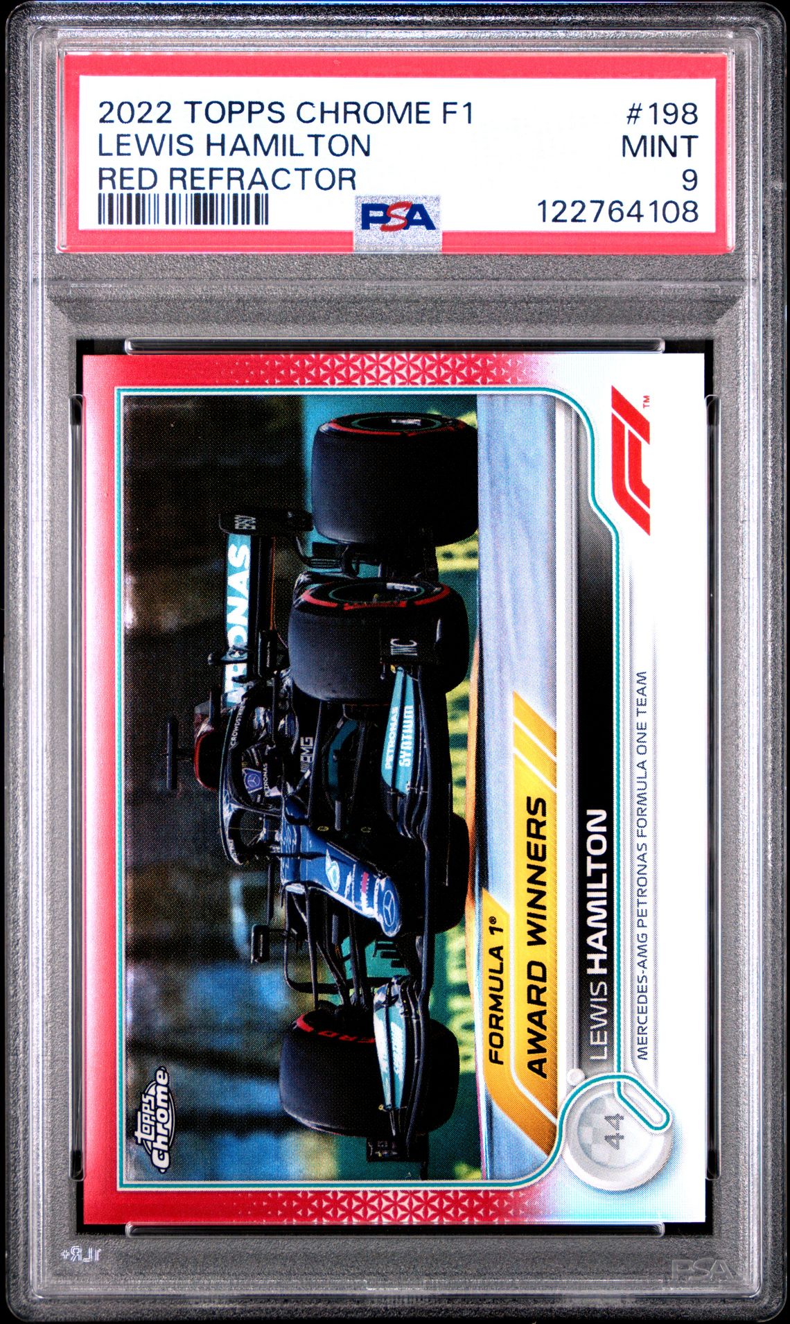 2022 Topps Chrome Formula 1 Lewis Hamilton #198 (Red Refractor) Mint 9 front