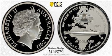 2011 $2 H.M.A.S. AE2 Submarine PR70DCAM