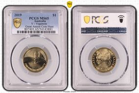 2019 $1 V - Vegemite Great Aussie Coin Hunt MS65