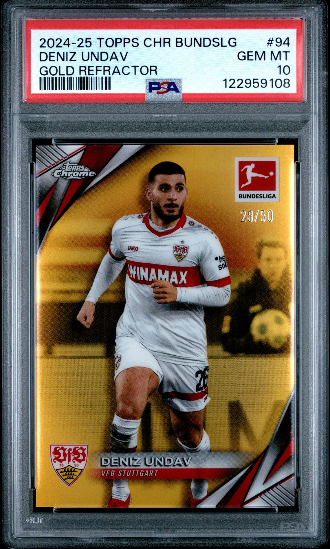 2024-25 Topps Chrome Bundesliga Deniz Undav #94 (Gold Refractor) Gem Mt 10 front