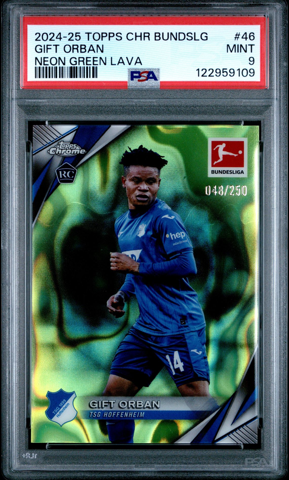 2024-25 Topps Chrome Bundesliga Gift Orban #46 (Neon Green Lava) Mint 9 front