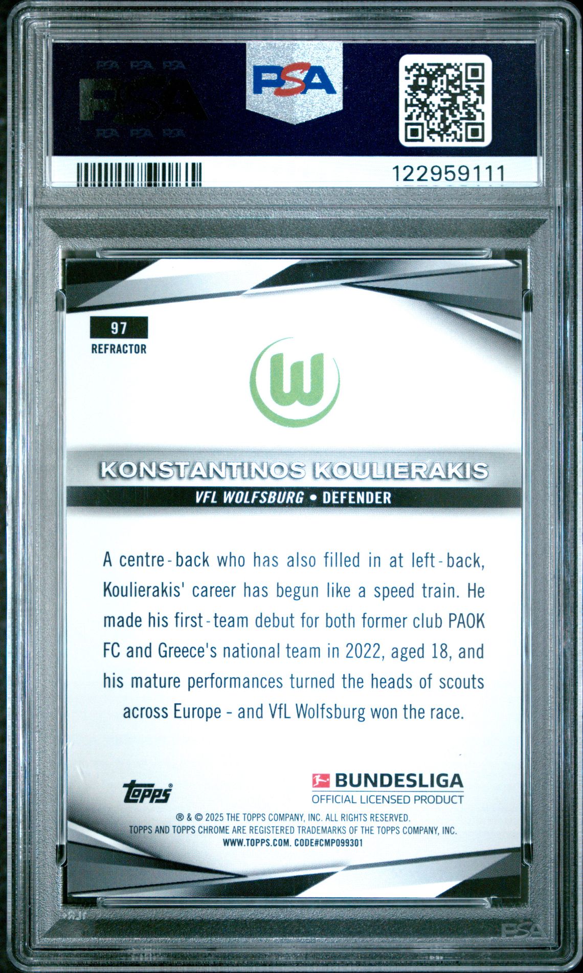2024-25 Topps Chrome Bundesliga K. Koulierakis #97 (Refractor) Mint 9 back