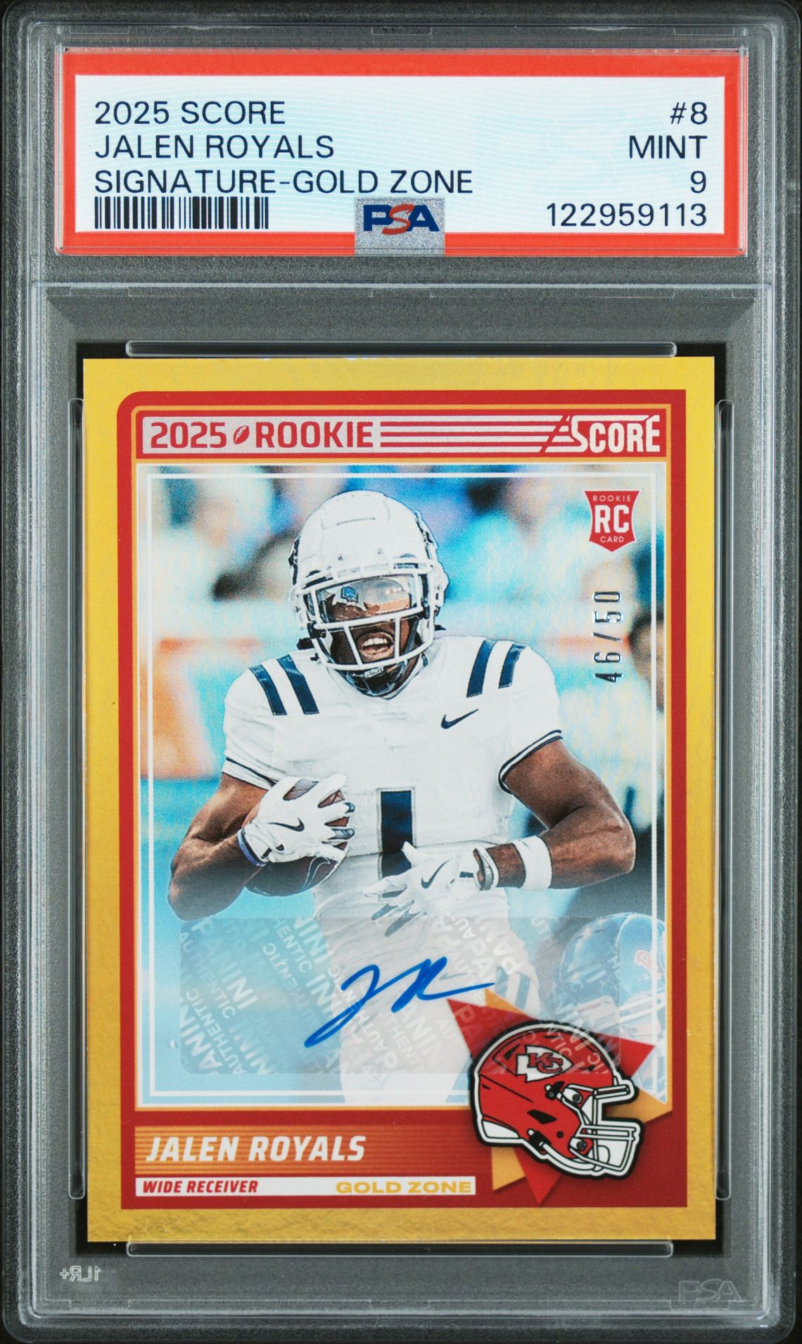 2025 Panini Score Jalen Royals #8 (Signature-Gold Zone) Mint 9 front
