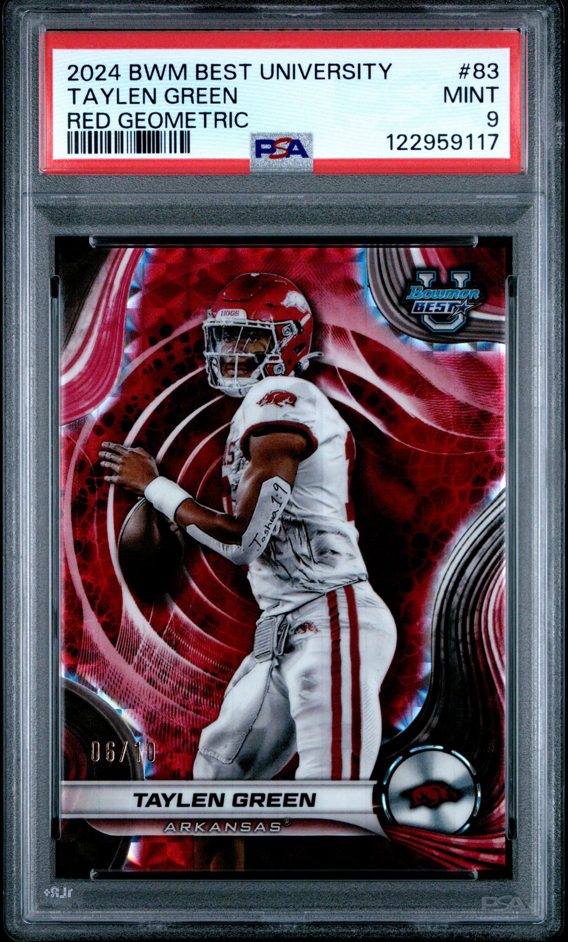 2024 Bowman Best University Taylen Green #83 (Red Geometric) Mint 9 front