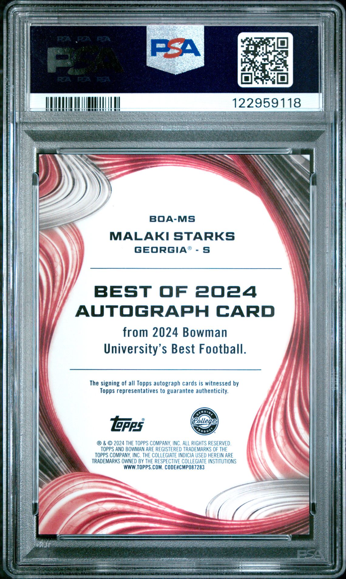 2024 Bowman Best University Best Of 2024 Autographs Malaki Starks #Ms (Best Of '24 Au-Org Geometric) Mint 9 back