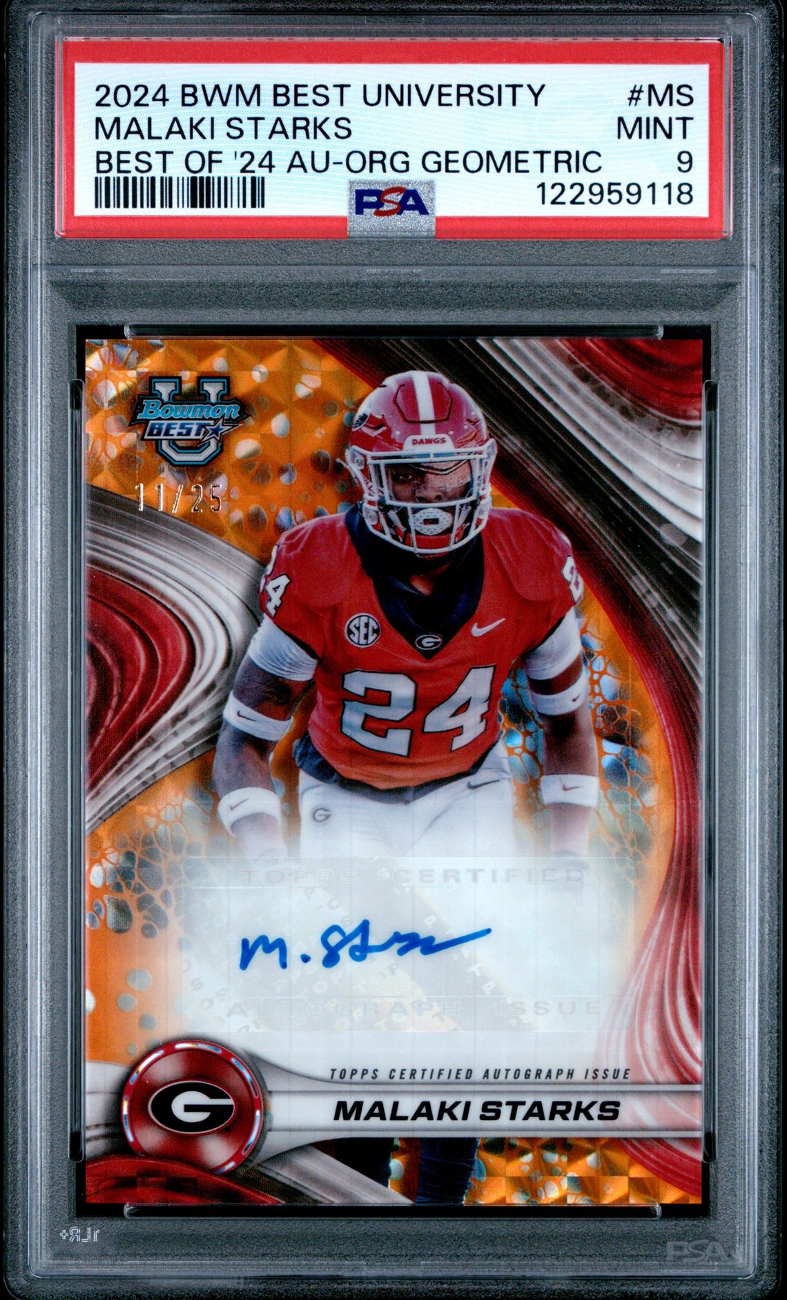 2024 Bowman Best University Best Of 2024 Autographs Malaki Starks #Ms (Best Of '24 Au-Org Geometric) Mint 9 front