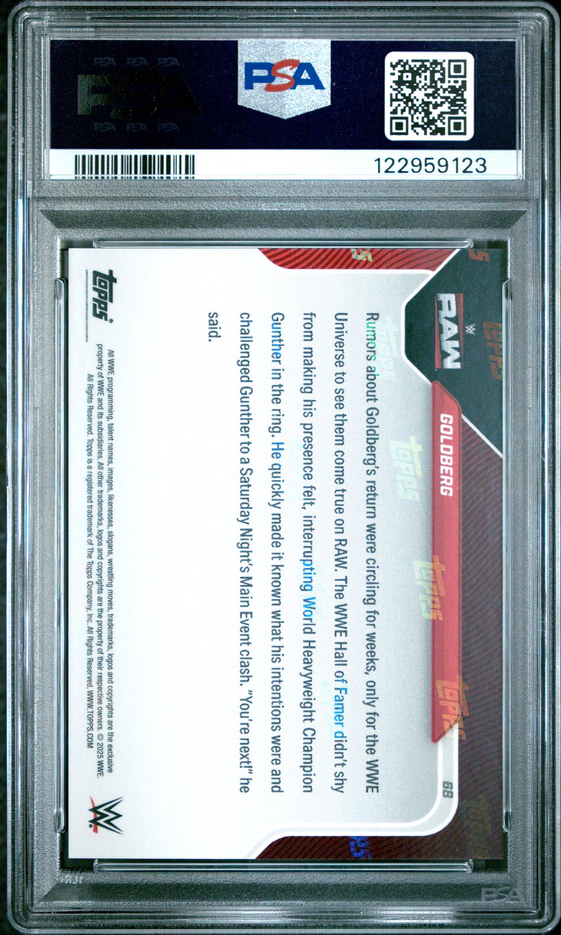 2025 Topps Now Wwe Goldberg #68 Mint 9 back