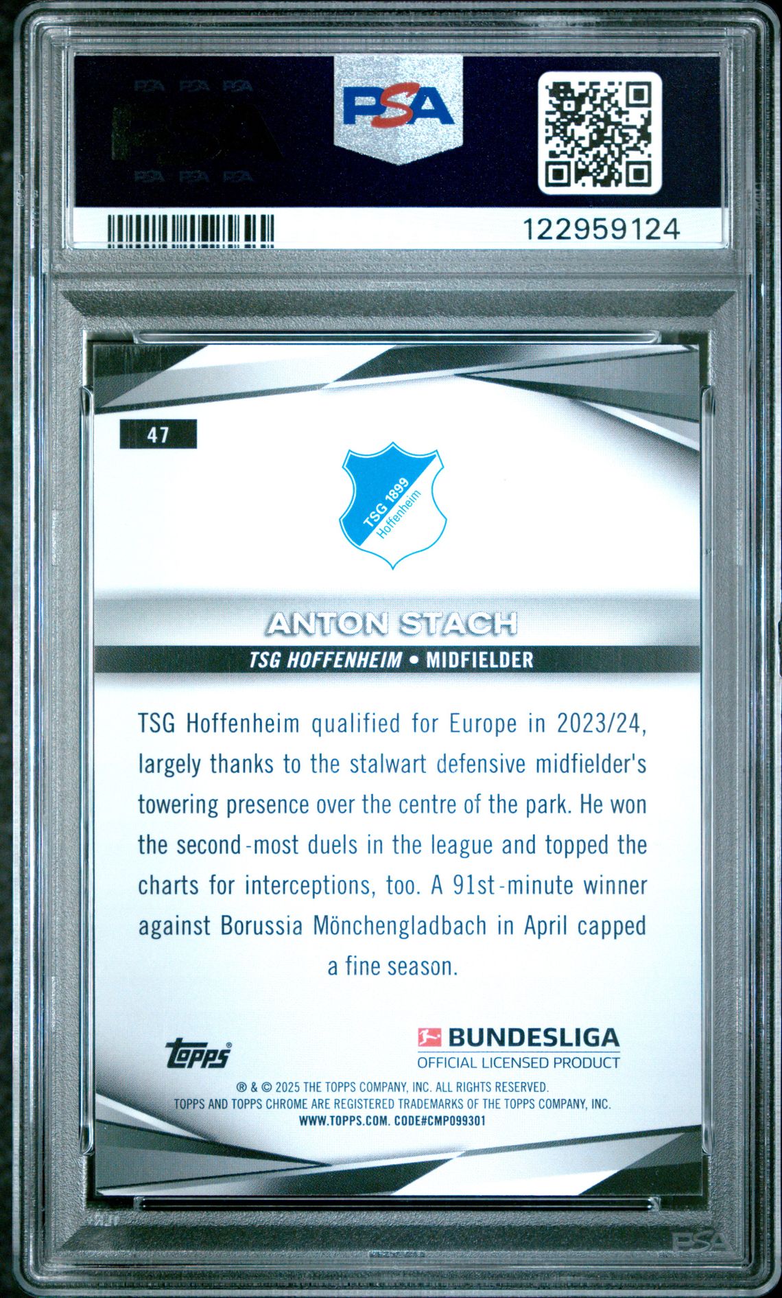 2024-25 Topps Chrome Bundesliga Anton Stach #47 (Red Lava) Mint 9 back
