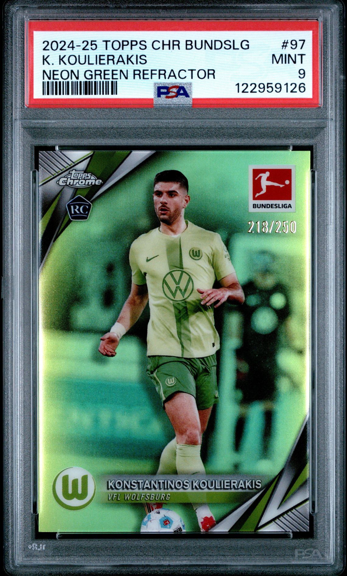 2024-25 Topps Chrome Bundesliga K. Koulierakis #97 (Neon Green Refractor) Mint 9 front