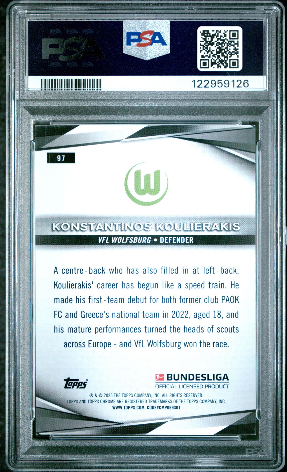 2024-25 Topps Chrome Bundesliga K. Koulierakis #97 (Neon Green Refractor) Mint 9 back