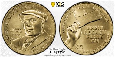 2022-W $5 Negro Leagues Baseball MS70