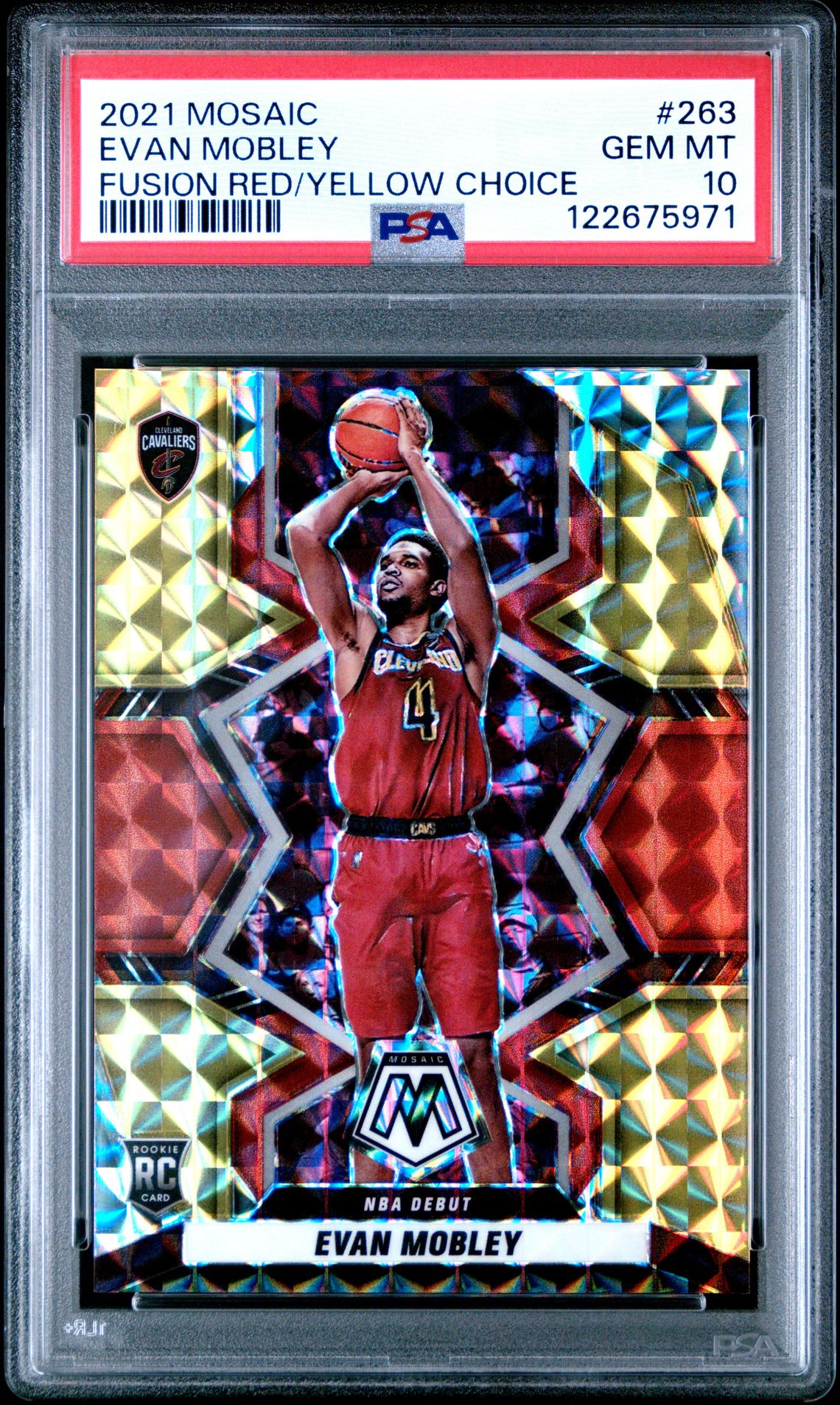 2021 Panini PANINI MOSAIC FUSION RED/YELLOW CHOICE #263 Evan Mobley front