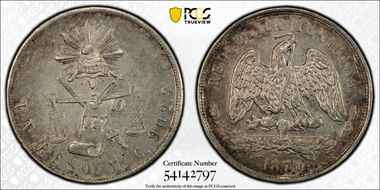 1870-Mo C Peso KM-408.5 AU55