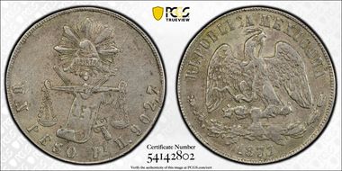 1873-Pi H Peso KM-408.7 AU55