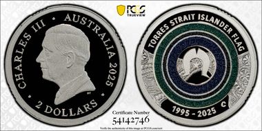 2025-C $2 Torres Strait Islander Flag Colorized  Ag PR70DCAM